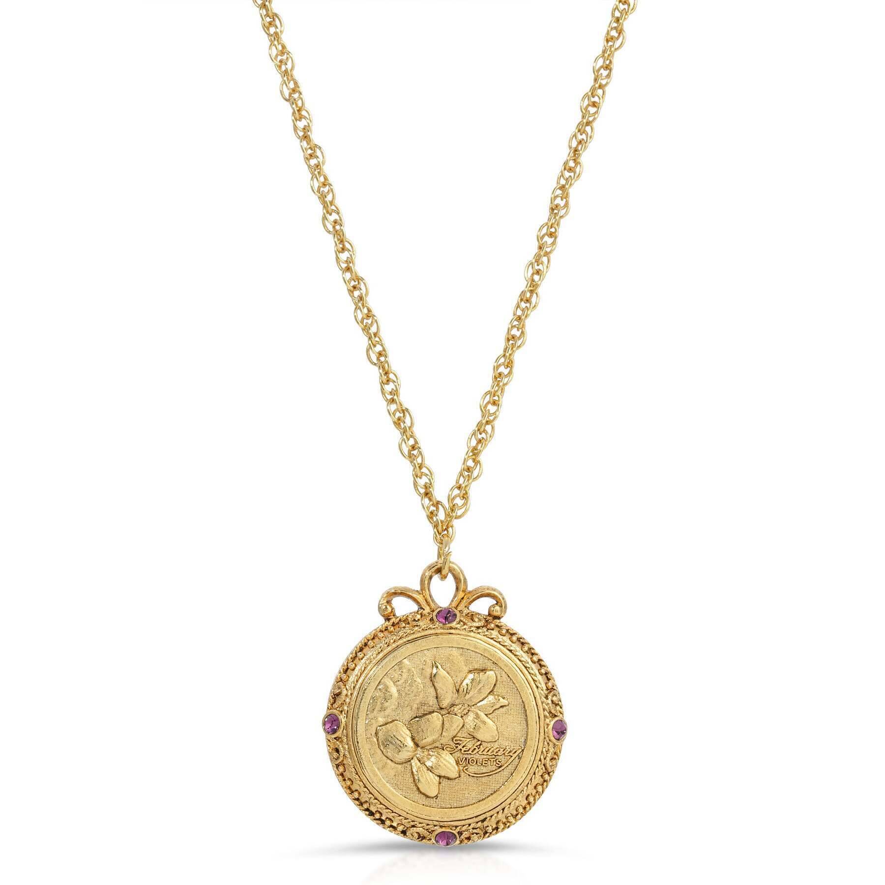 1928 Jewelry Flower of The Month Crystal Pendant Necklace - Vintage Style Birthstone Jewelry for Women - Perfect Gift for Birthday, Anniversary & Special Occasions