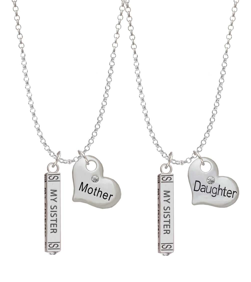 Always My Sister Bar Mother & Daughter Heart Necklaces Set of 2 - 19