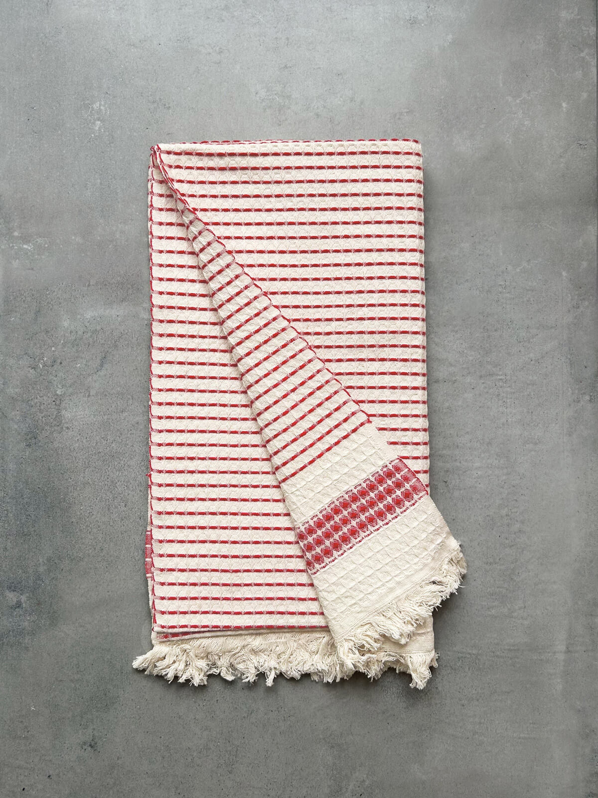 Premium Milos Check Hammam Towel - 100% Cotton Turkish Bath Towel in Terracotta | Spa, Beach, Yoga & Home Decor Accessory