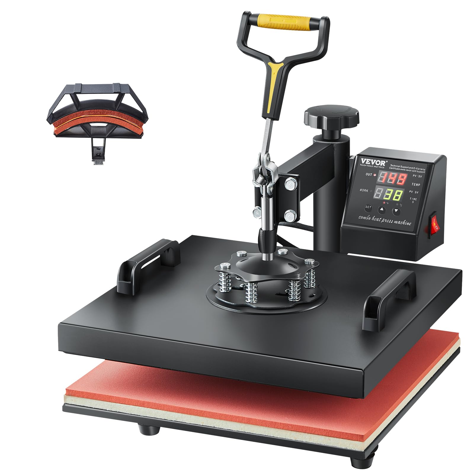 VEVOR 2 in 1 Digital Heat Press Machine 15x15 Inch - Professional Swing Away T-Shirt & Hat Heat Press for Sublimation, Vinyl & Heat Transfer - Perfect for DIY Crafts, Custom Apparel & Small Business Printing