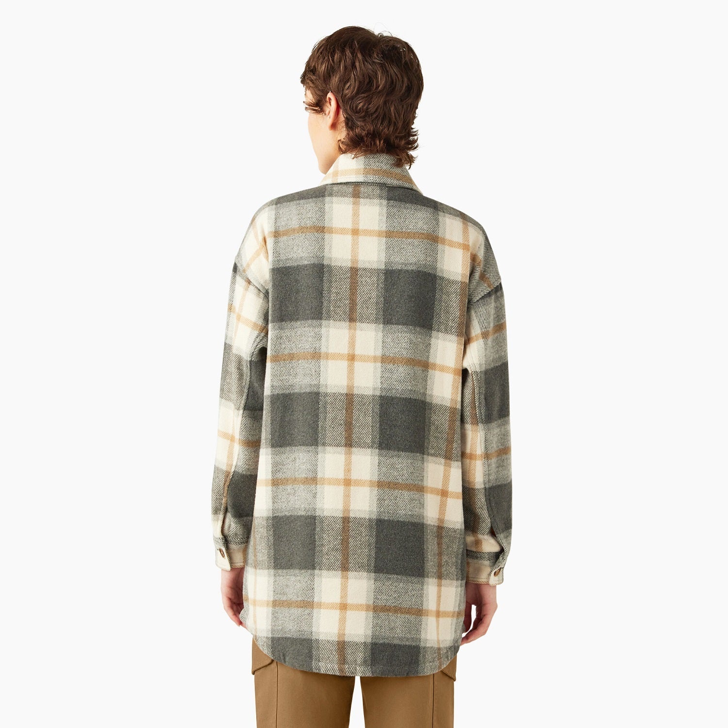 Dickies Women's Oversized Flannel Plaid Shirt Jacket - Soft Brushed Cotton, Relaxed Fit, Long Sleeve Button Down for Casual Wear, Layering & Outdoor Activities