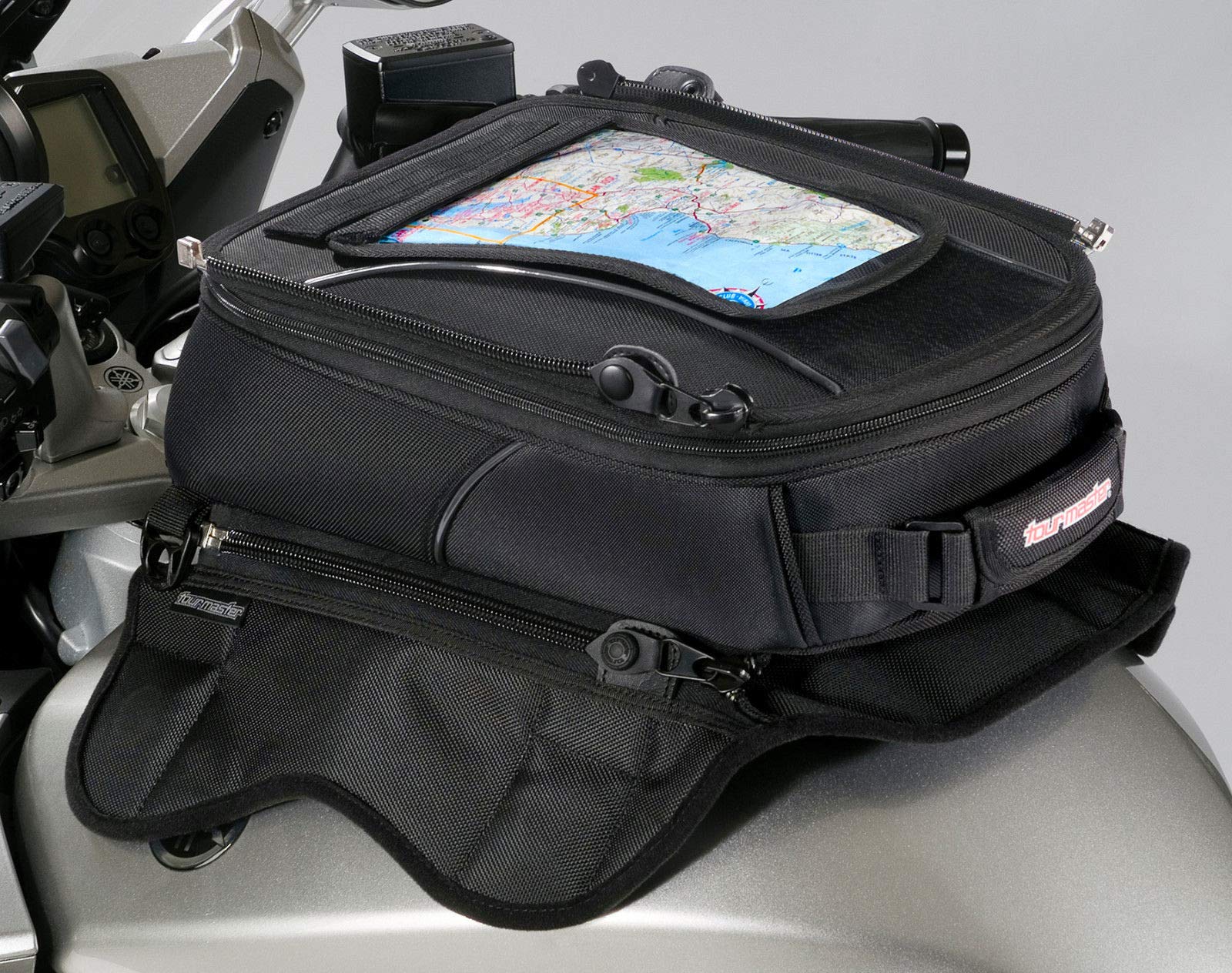 Tour Master Elite Strap Mount Tri-Bag Motorcycle Tank Bag - Black/One Size - Waterproof Storage for Phone, Wallet & Essentials - Perfect for Adventure Riding & Long-Distance Motorcycle Trips