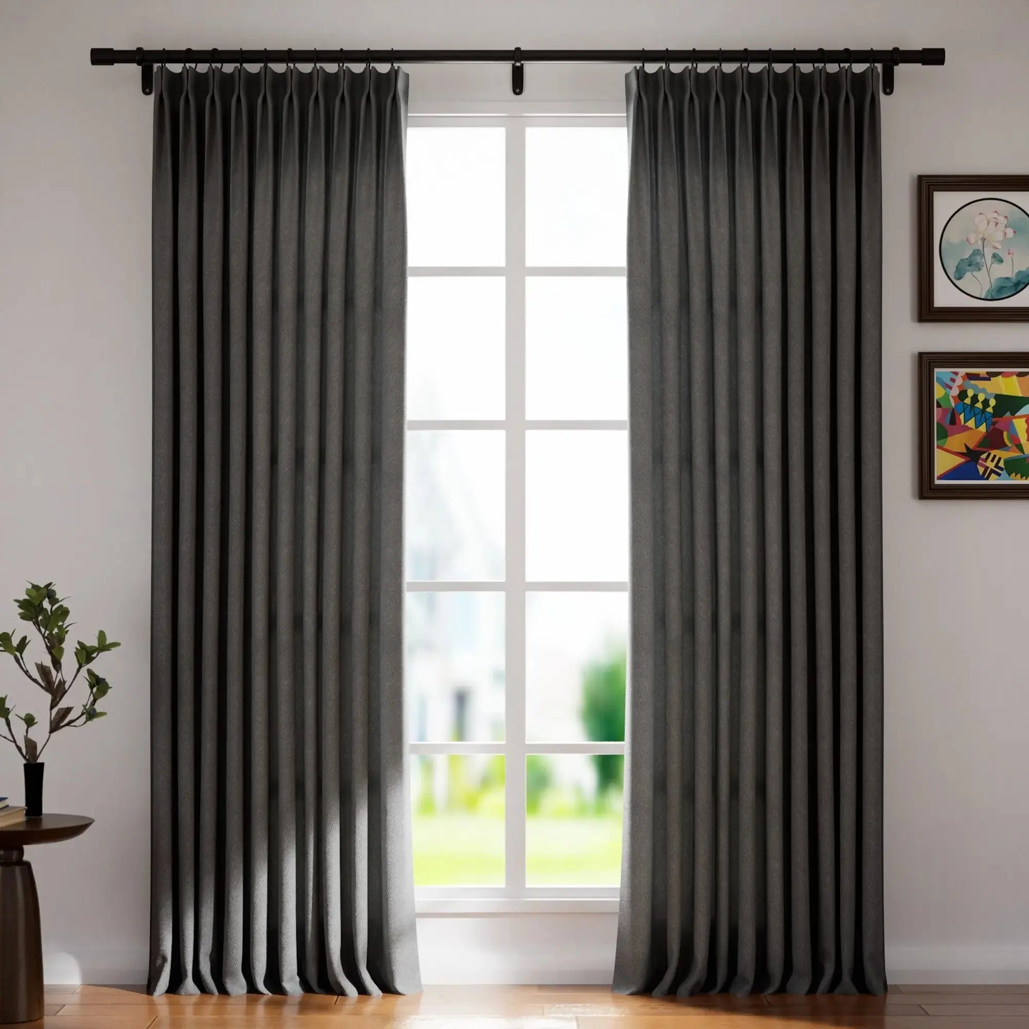 Vinny Twill Pleated Drapery Curtains - Elegant Window Treatments for Living Room, Bedroom & Home Decor