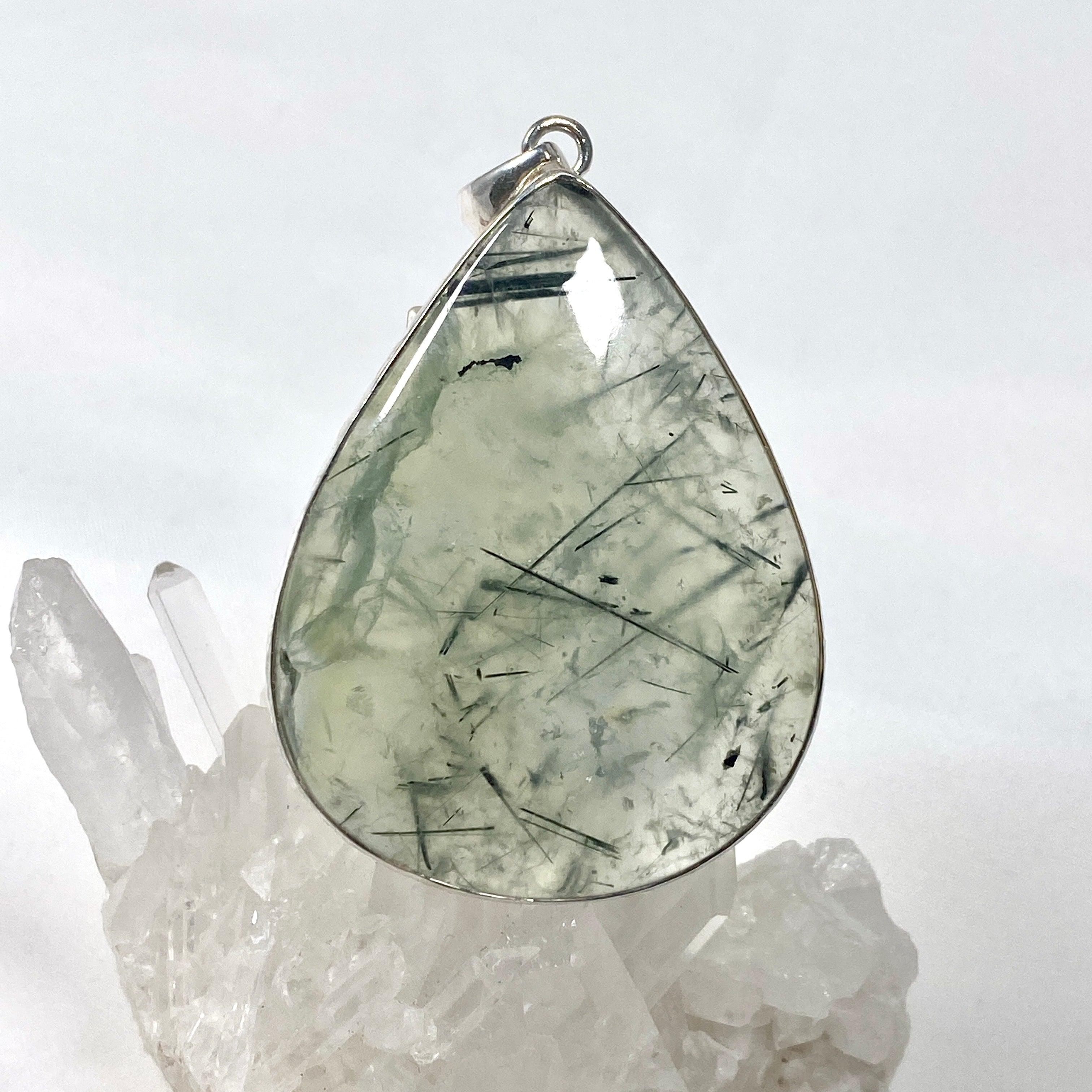 Natural Prehnite Teardrop Pendant Necklace - KPGJ3769 | Healing Crystal Jewelry for Meditation, Energy Balancing & Spiritual Gifts