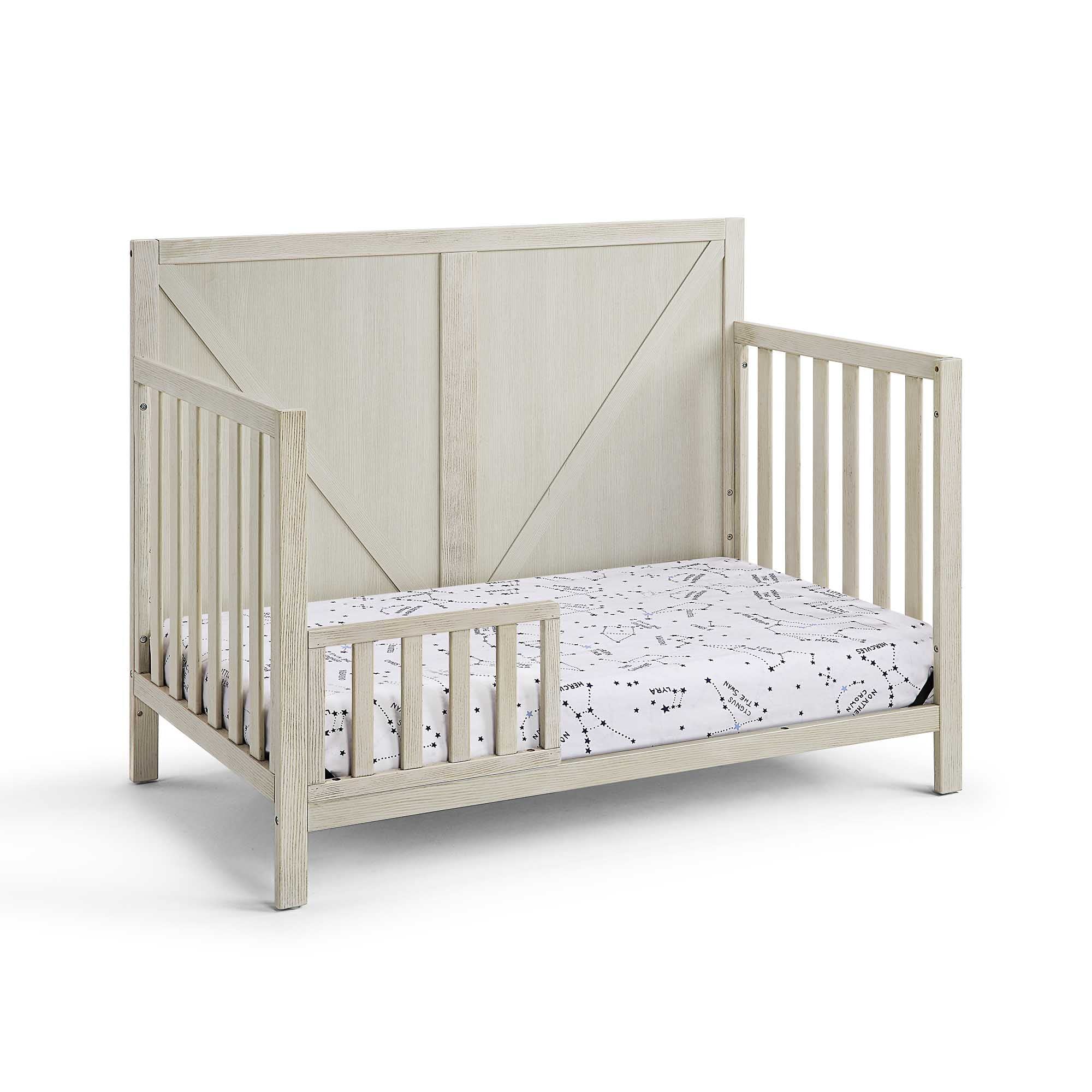 HomVent 4-in-1 Convertible Baby Crib to Toddler Bed, Daybed & Full Size Bed - Rustic Farmhouse Style Nursery Furniture with 3 Adjustable Mattress Heights (Grey) | Perfect for Newborns, Infants & Growing Kids in Modern Nursery Rooms