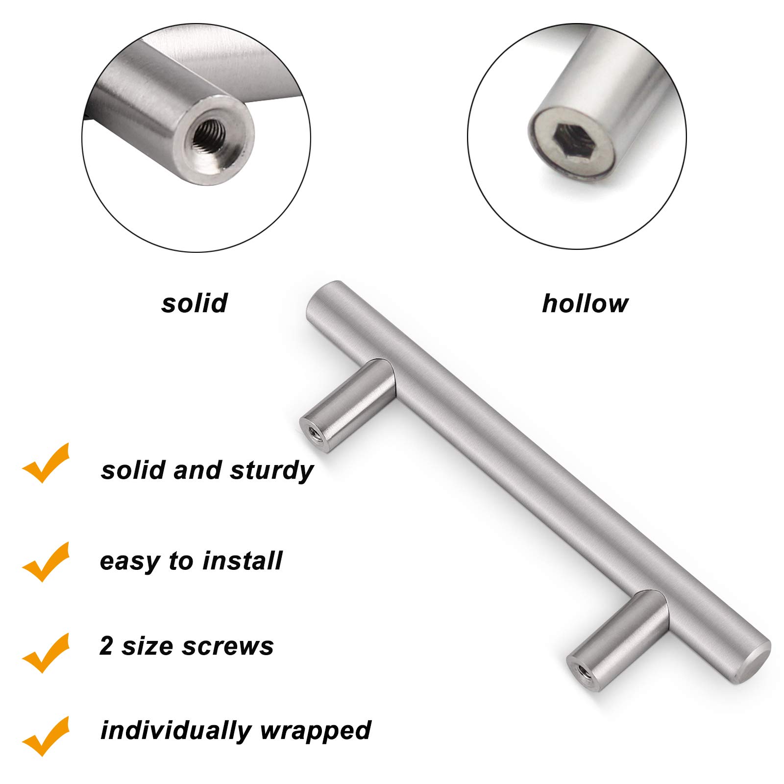 Probrico 5 Pack Brushed Nickel Cabinet Handles - Kitchen & Bathroom Hardware for Drawers & Wardrobes