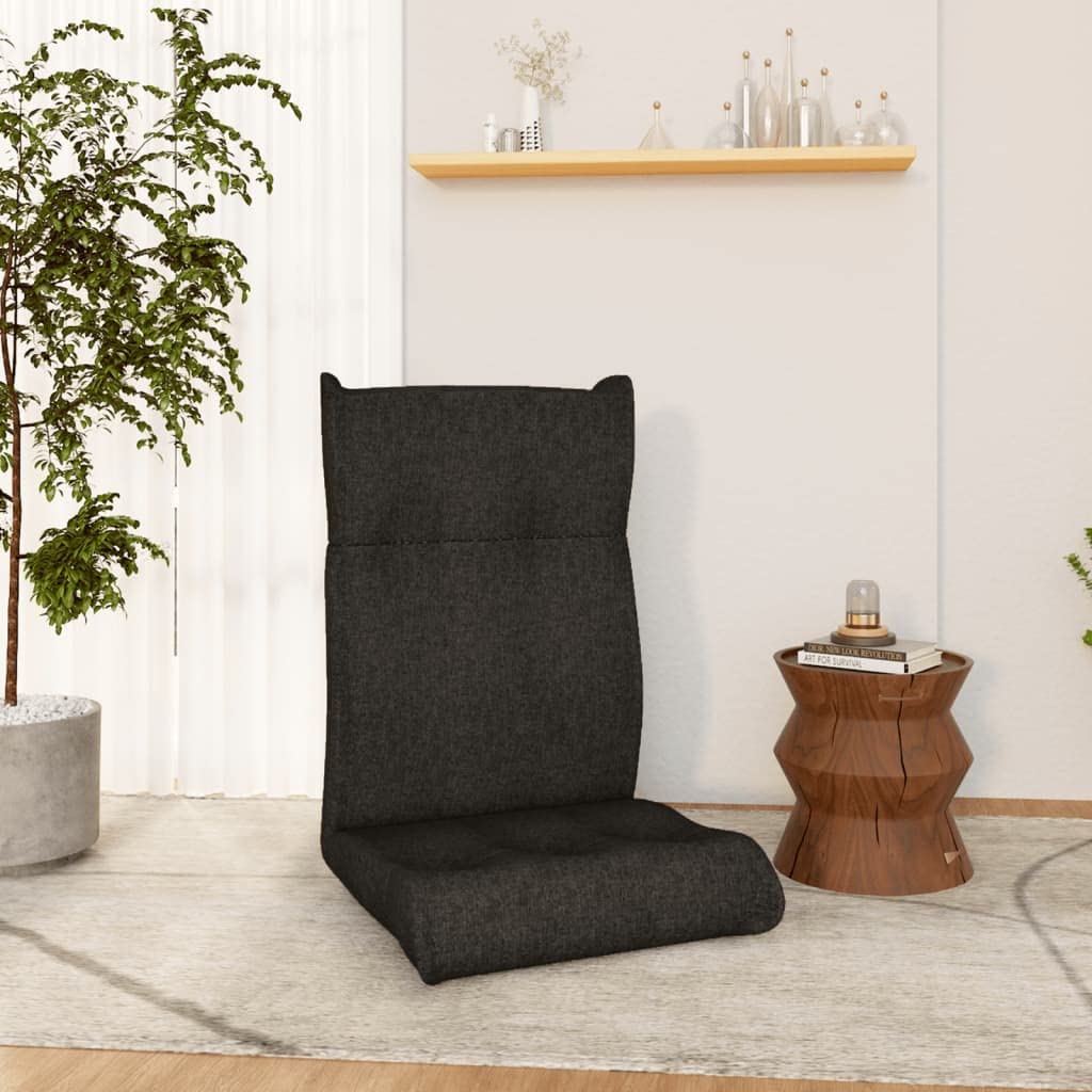 SKM Folding Floor Chair - Black Fabric Ergonomic Design for Comfortable Sitting, Perfect for Living Room, Bedroom, Office, and Meditation Use