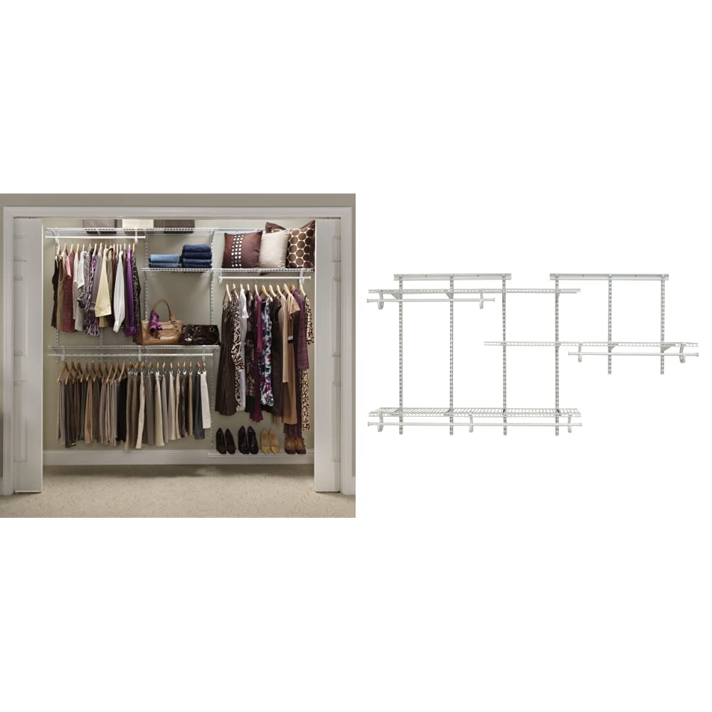 ClosetMaid ShelfTrack Adjustable Wire Closet Organizer System 5-8 Feet, White - Perfect for Bedroom, Closet & Home Storage Organization