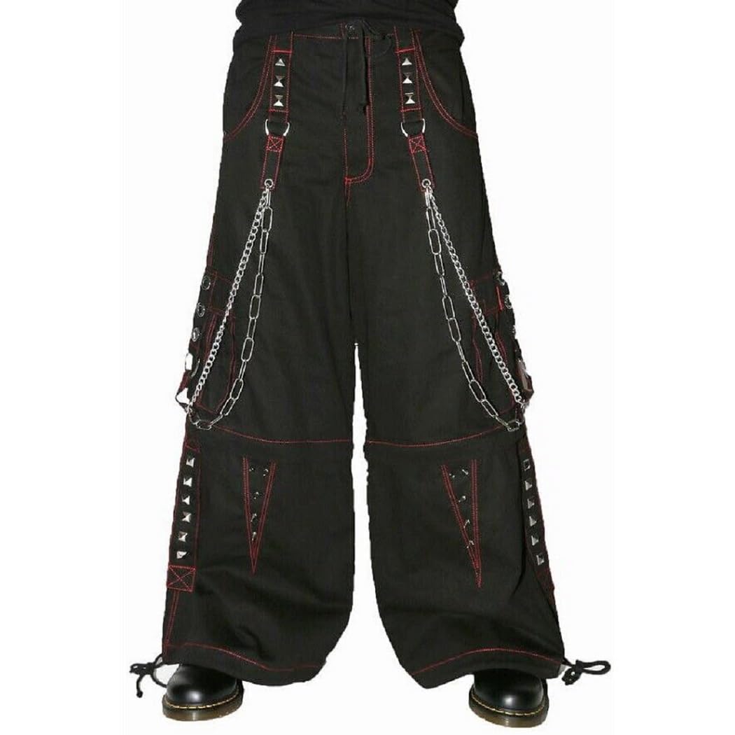 Extreme Bondage Skater Gothic Punk Rocker Cyber Goth Steampunk Biker Emo Black Dagger Pants Shorts (Size 38) - Perfect for Concerts, Raves, and Alternative Fashion