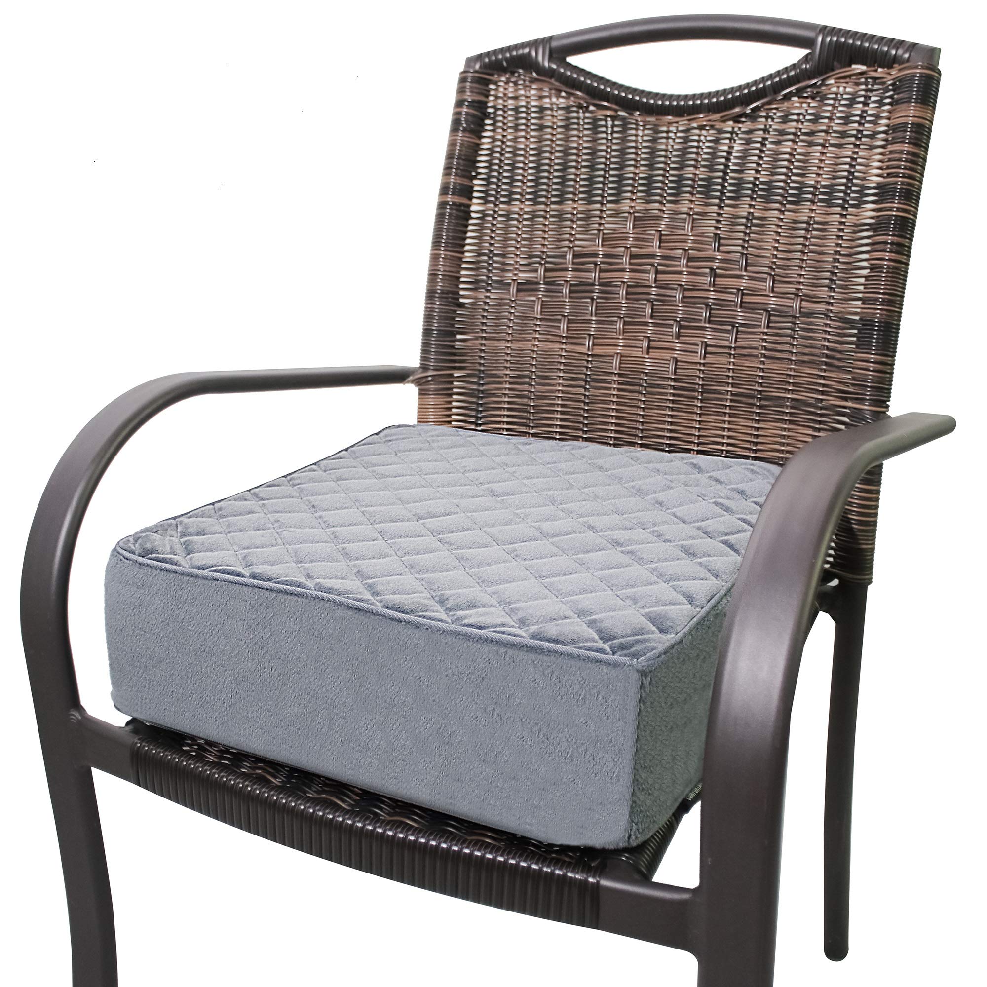 Memory Foam Seat Cushion 16x16x5 Inch - Non-Slip Square Chair Pad for Office, Dining, Car & Kitchen Chairs - Back Pain Relief & Comfort Support - Soft Gray Home & Office Use