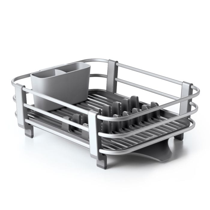 OXO Stainless Steel Dish Drying Rack - Space Saving Kitchen Organizer for Countertop, Sink & Small Spaces - Perfect for Drying Dishes, Cups & Utensils