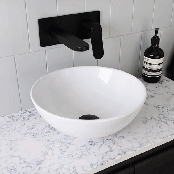 ADP Pluto 325 x 325mm White Ceramic Above Counter Bathroom Sink Basin - Perfect for Modern Vanities and Powder Rooms