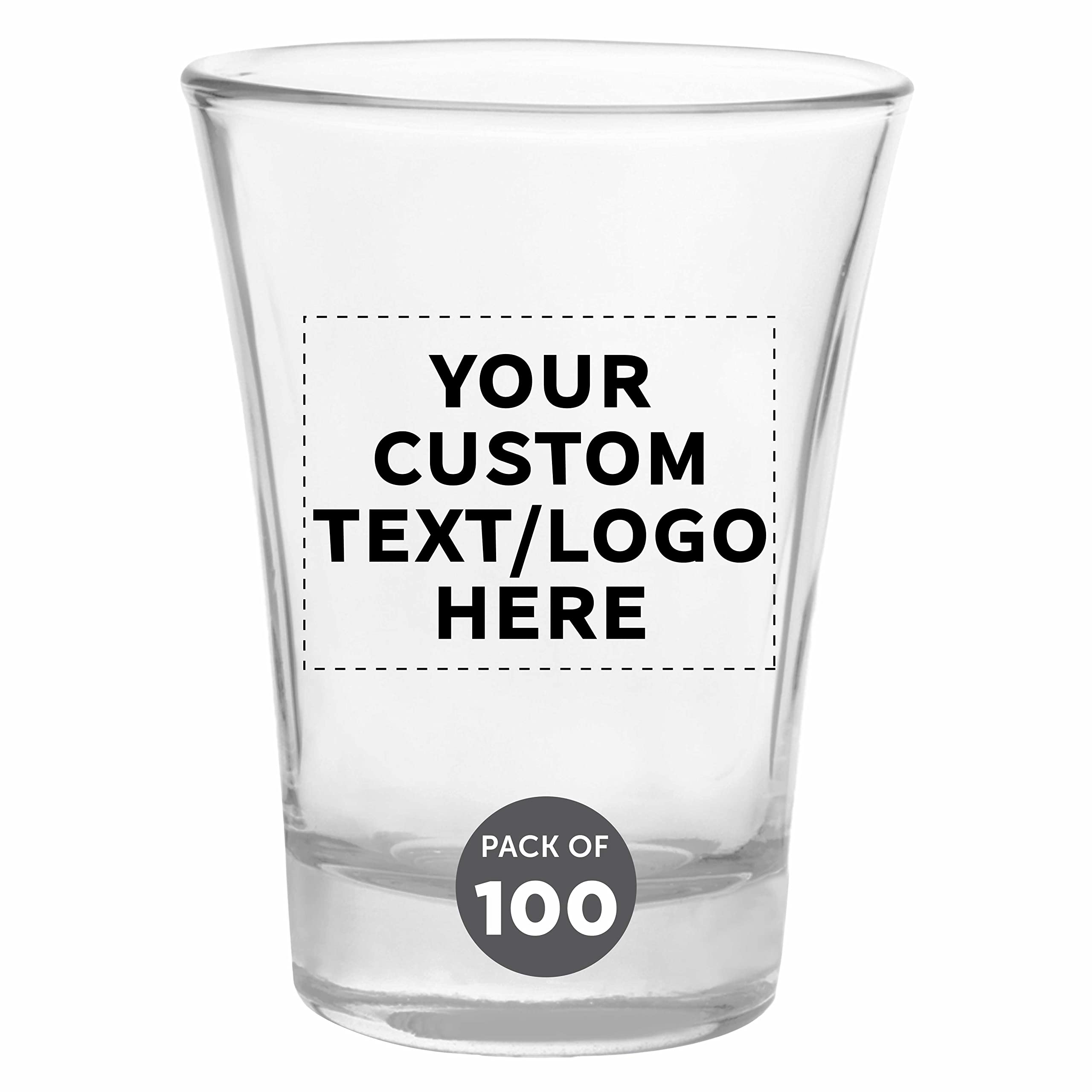 Personalized 2 oz Custom Shot Glasses - Bulk Pack of 100 Clear Glass Shots for Wedding Favors, Bachelorette Parties, Birthday Gifts & Bar Decor - Perfect for Celebrations & Corporate Events