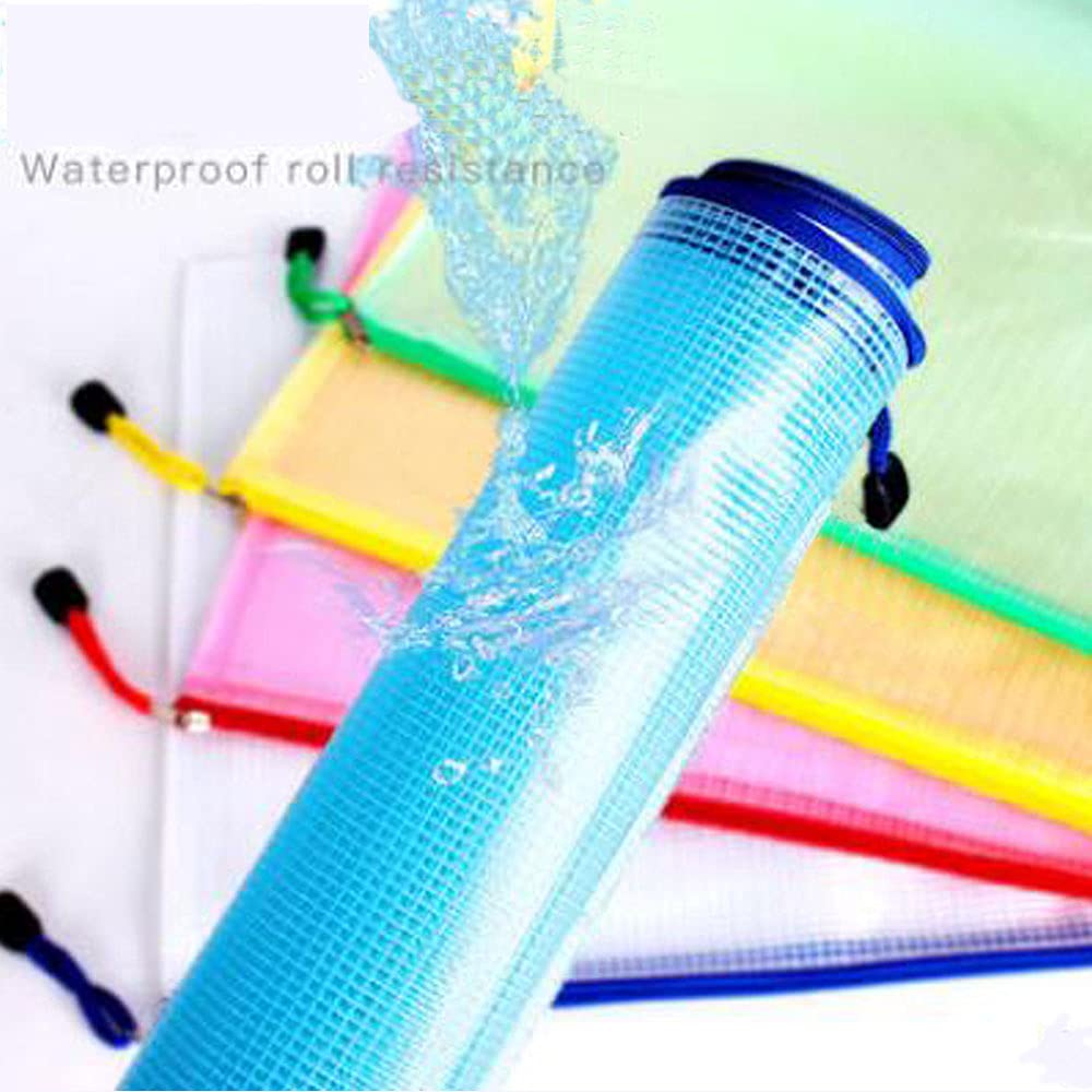 5PCS A6 Zippered Mesh Pouch - Waterproof Document Storage Bags for Office Supplies, Travel & Organization | Small Zipper Envelope File Folders for School, Home & Business Use