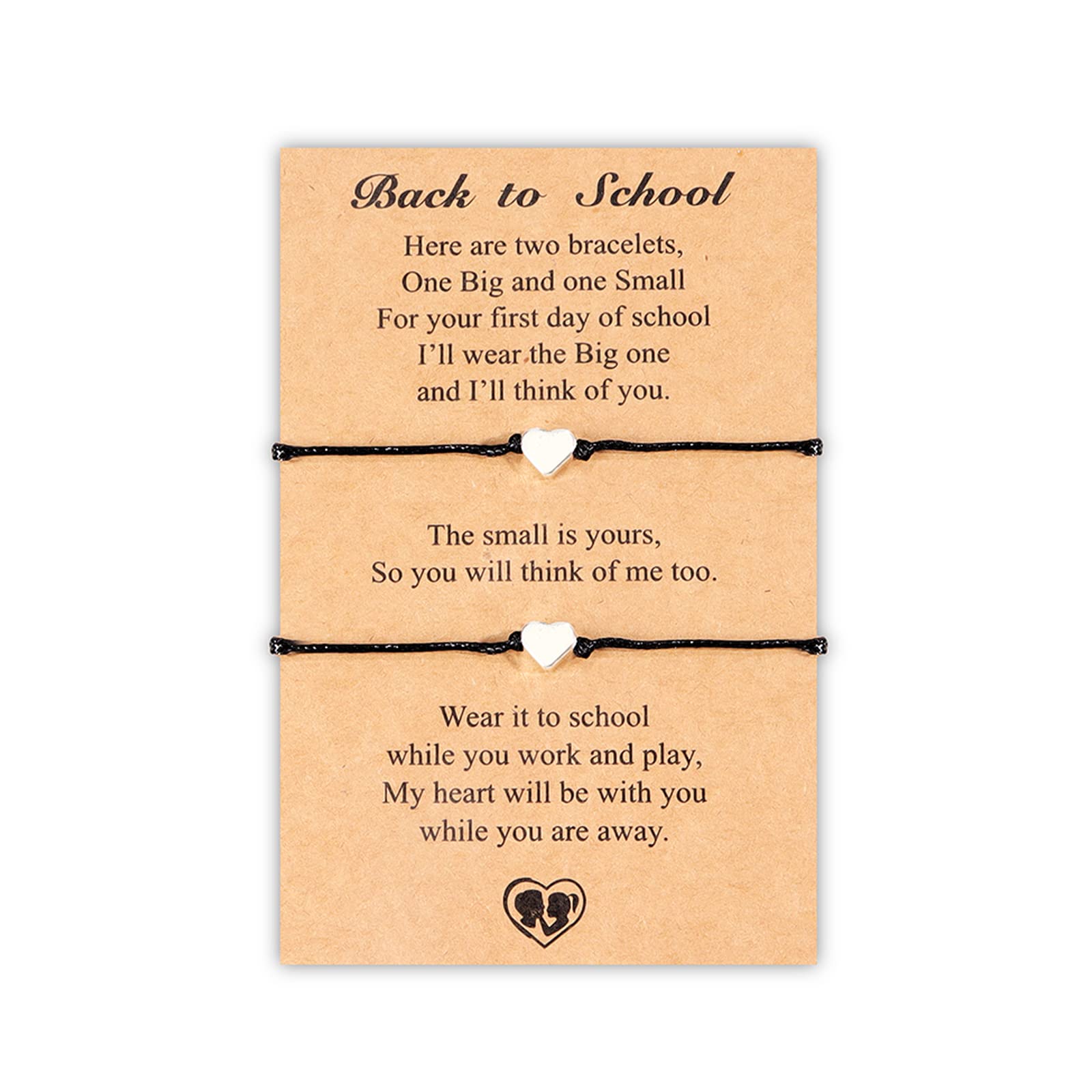 HUASAI Matching Mother Daughter Bracelets - Heart Charm First Day of School Gift for Women & Girls - Perfect Back to School Accessories for Mom and Daughter Bonding