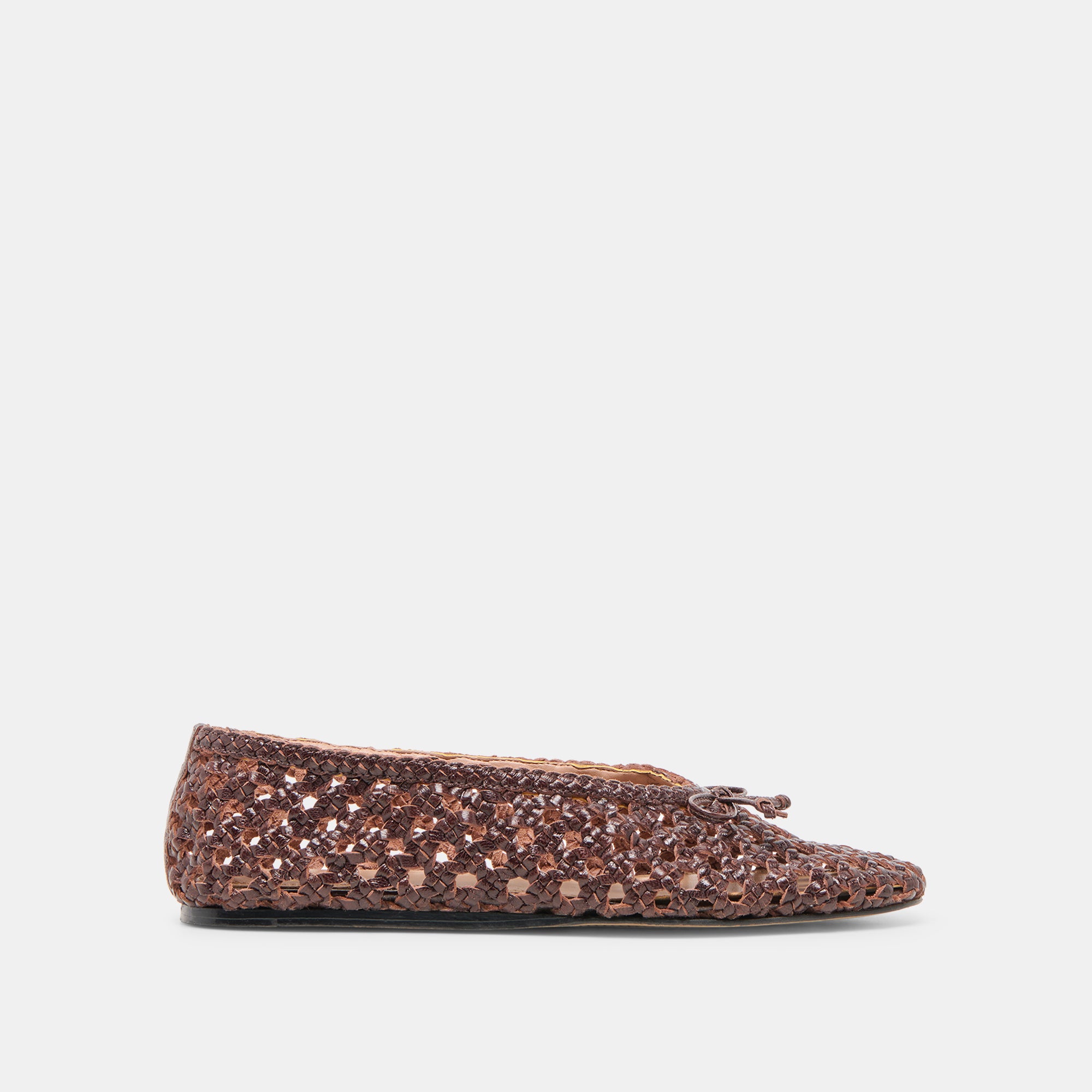 EDDA Women's Brown Woven Leather Ballet Flats - Comfortable Slip-On Shoes for Work, Office & Casual Wear