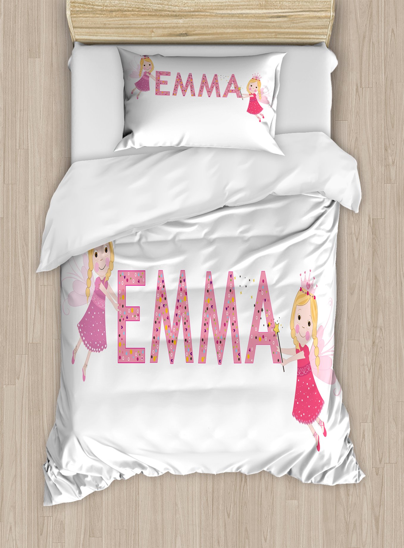 Ambesonne Emma Duvet Cover Set - Cartoon Polka Dot Pattern Twin Size Bedding with Pillow Sham | 2-Piece Multicolor Decorative Comforter Cover | Perfect for Kids' Rooms, Teen Bedrooms & Dorm Decor