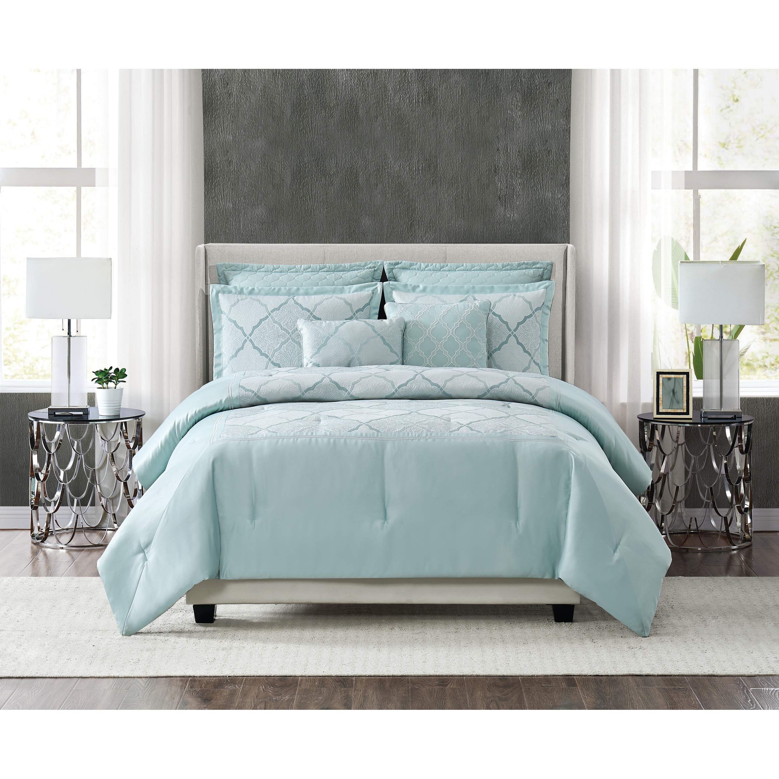 Roya Luxury 7-Piece Queen Size Comforter Set - Soft Bedding Collection for Master Bedroom & Guest Room Decor