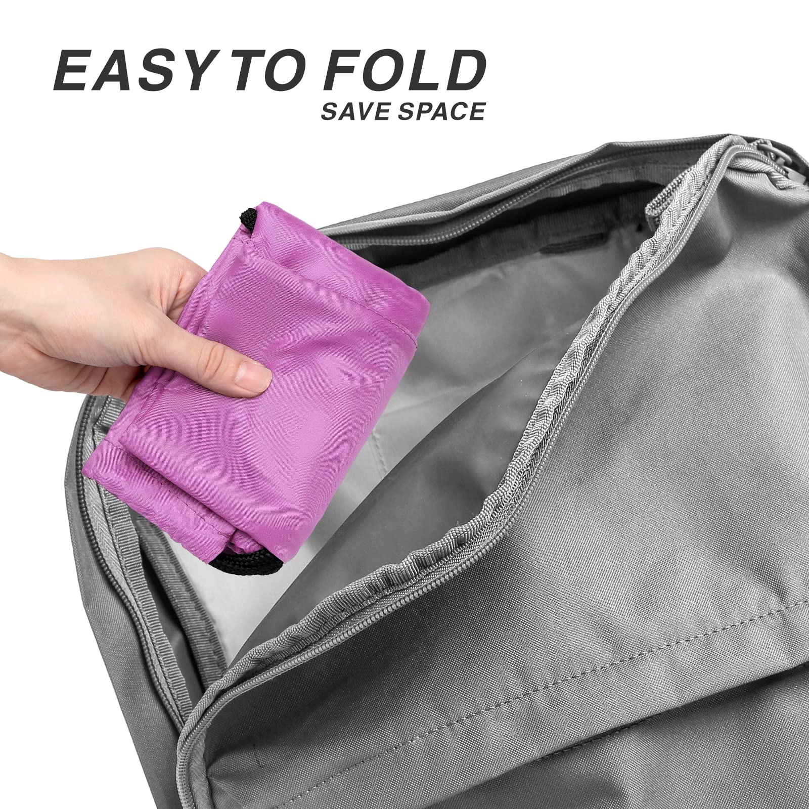 210D Nylon Drawstring Backpack with Zipper Side Pocket - Foldable Lightweight Sports Gym Tote Bag for Men & Women (Pink) - Perfect for Workouts, Travel, School & Outdoor Activities