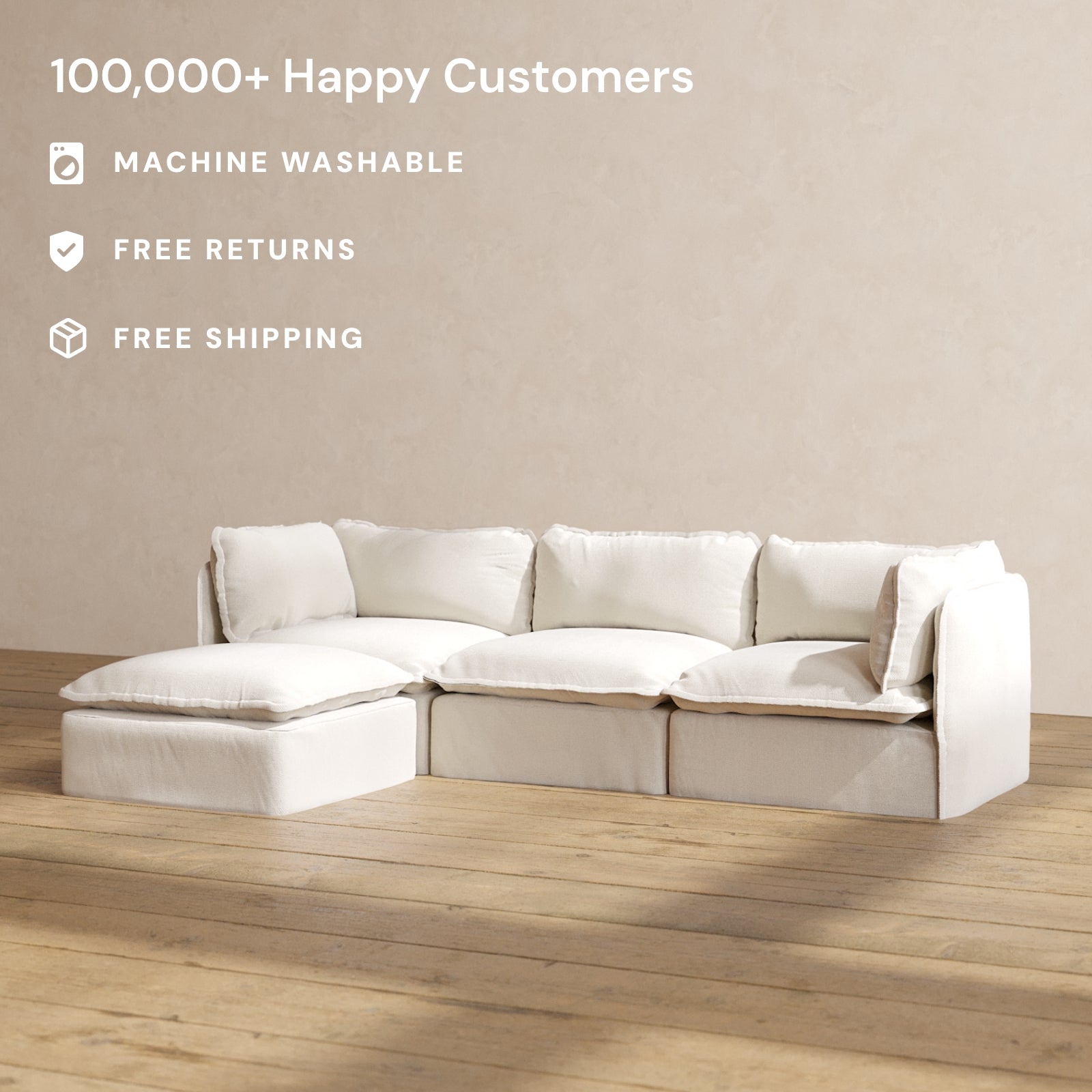 Premium Modular Performance 3-Seater Sectional Sofa in Luxe Fabric - Perfect for Living Room, Family Room & Home Theater Comfort