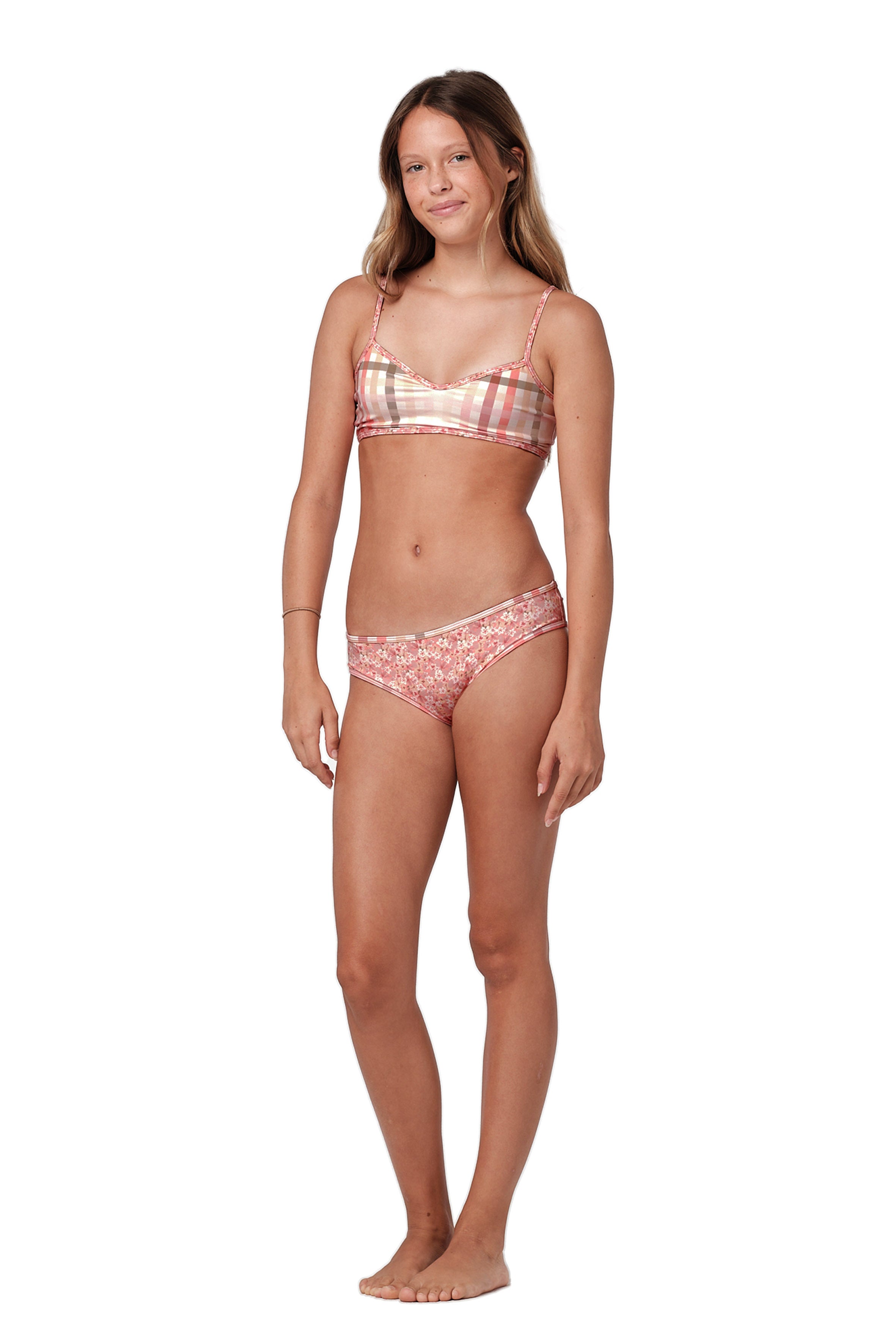 So Chic Gingham Cream Bikini Set - Women's Stylish Two-Piece Swimwear for Beach, Pool & Summer Vacation