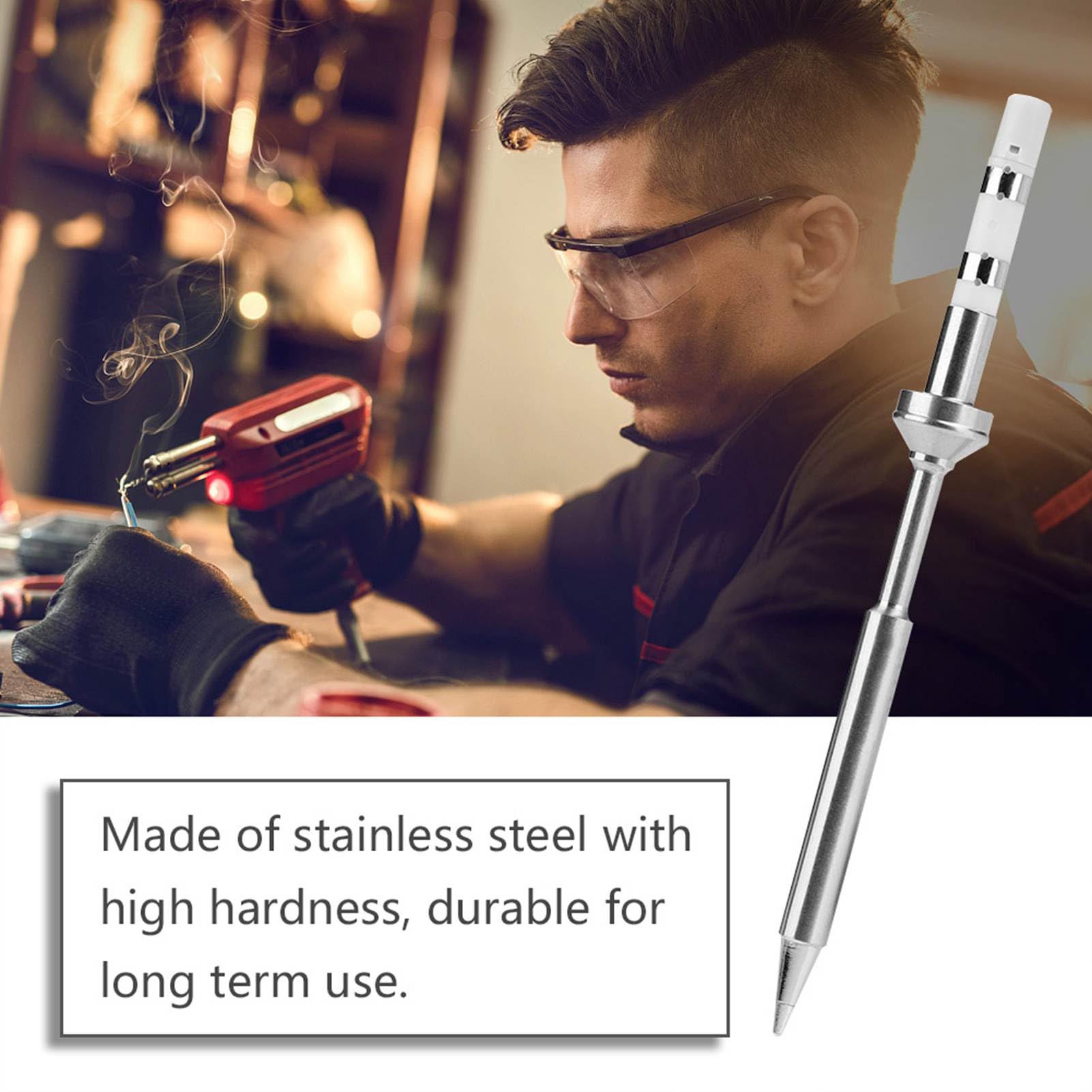 Premium TS100 Soldering Iron Tips Set - 7 Types Mini Stainless Steel Replacement Tips for Electronic Repair & DIY Projects (TS-B2 Compatible) - Perfect for Circuit Board Soldering, Jewelry Making & Small Electronics Maintenance