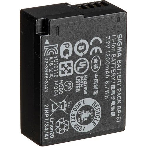 Sigma BP 51 Lithium Ion Battery Pack (7.2V, 1200mAh) - Rechargeable Power Supply for Digital Cameras, Drones & RC Toys - Long Lasting Performance for Photography & Hobbyist Use
