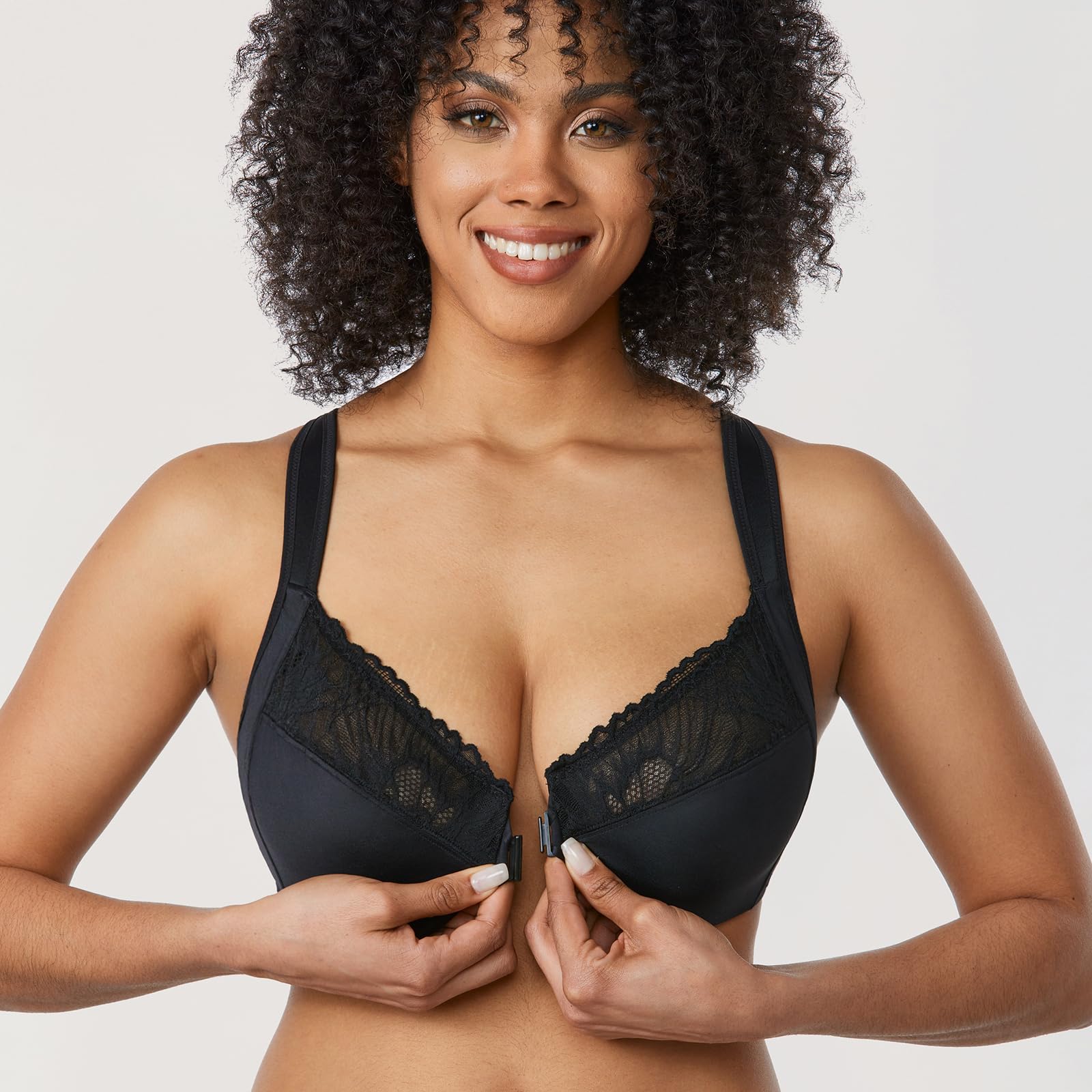 AISILIN Women's Front Closure Bras - Racerback Plus Size Full Coverage Unlined Underwire Bra for Comfort & Support - Perfect for Yoga, Workouts & Everyday Wear