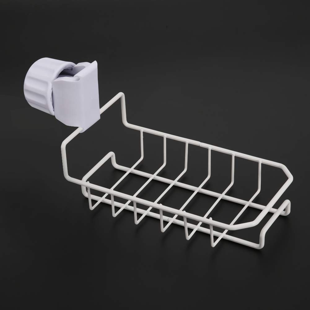 Sturdy Sink Caddy & Sponge Holder - Soap Sponge Storage Rack with Drainer Shelf | Locking Faucet Mount for Bathroom & Kitchen Organization | Perfect for Countertop & Sink Edge Storage