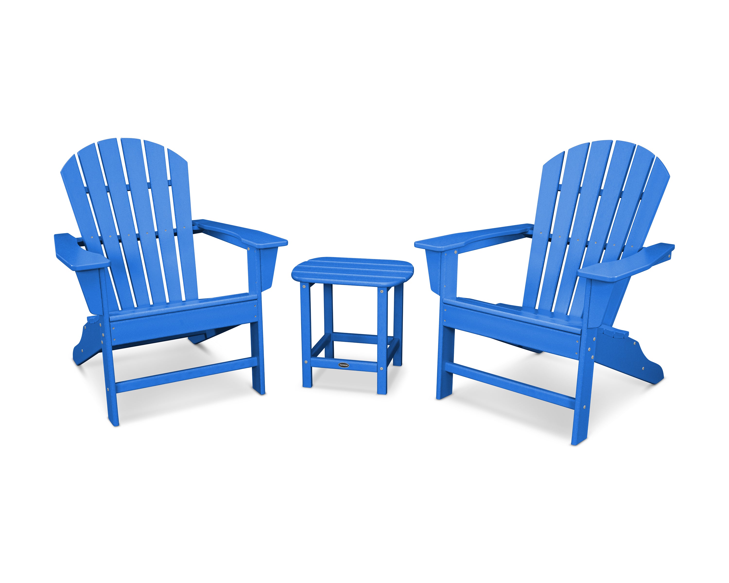 POLYWOOD South Beach Adirondack 3-Piece Outdoor Patio Furniture Set - Durable All-Weather Resin Chairs & Table for Poolside, Garden, Deck, and Backyard Relaxation