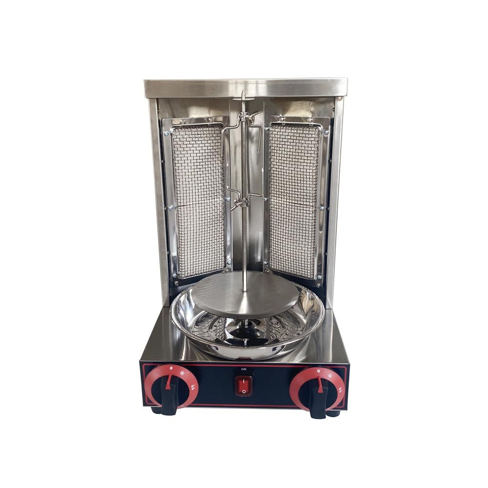 Vertical Rotating Doner Kebab Machine - 2 Burner LP Gas Shawarma Grill for Gyro, Kebabs & More | Commercial & Home Use for Restaurants, Food Trucks & Outdoor Parties