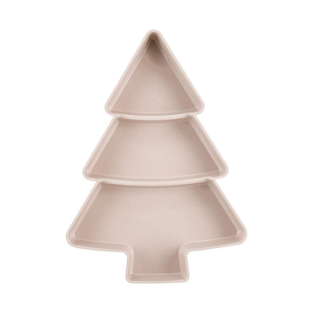 ASHDelk Christmas Tree Shaped Plastic Snack Tray - 3 Compartment Dessert Plate for Cakes, Biscuits, Dried Fruits & Candies | Perfect for Holiday Parties, Tea Time & Home Decor