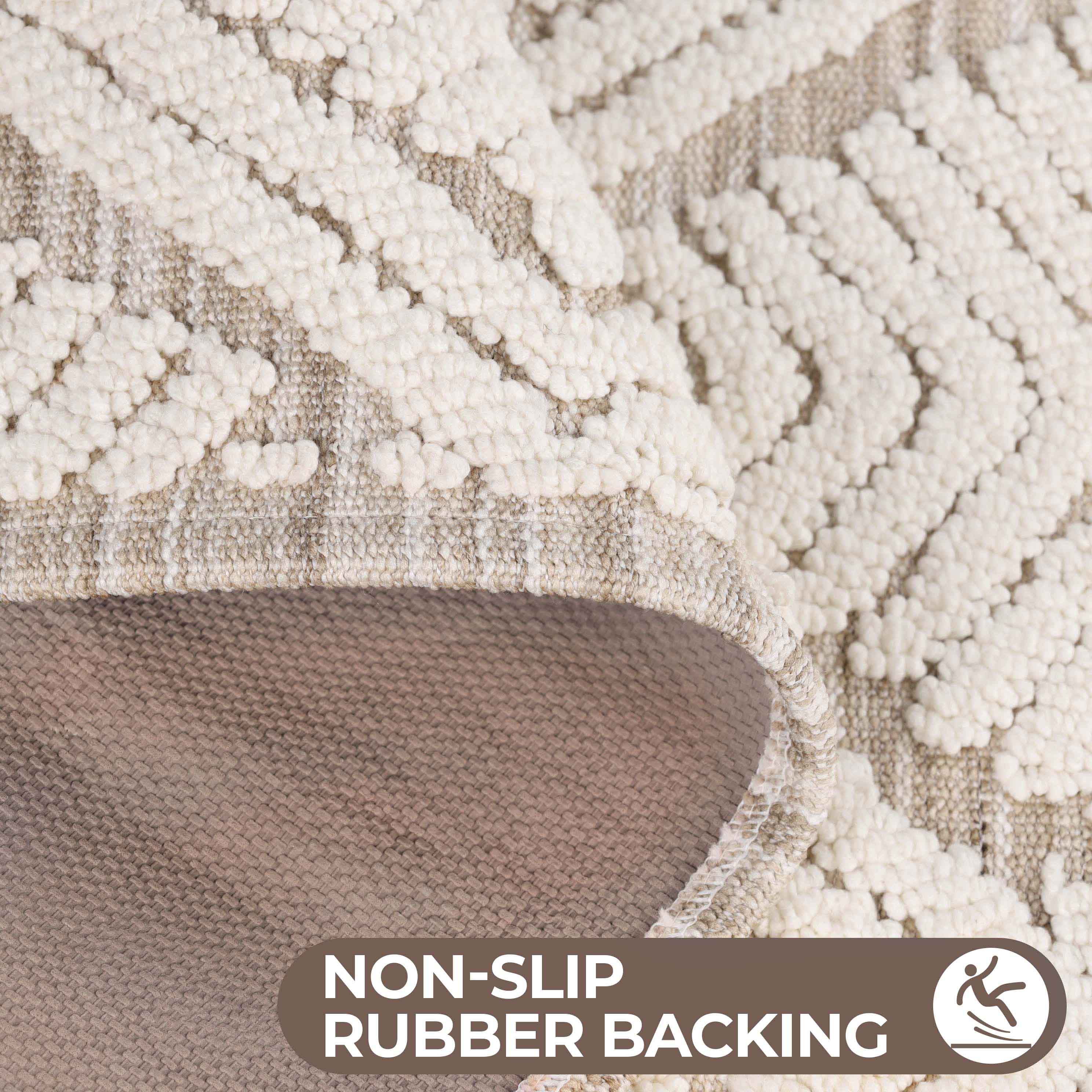 Premium Diamond Trellis Textured Bath Rugs Set of 2 - Super Absorbent, Non-Slip, Machine Washable Bathroom Mats for Shower, Tub & Vanity Area - Soft & Plush Home Decor for Modern Bathrooms