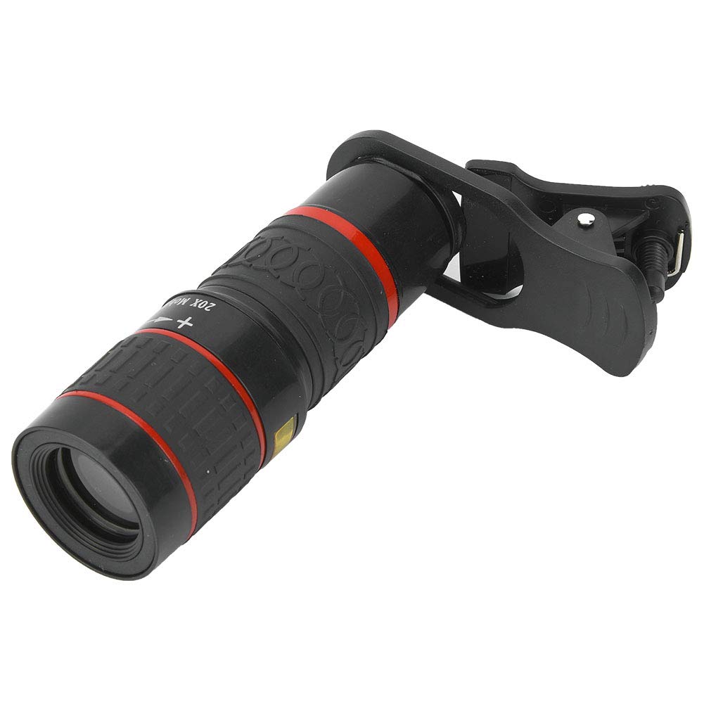 20X Clip-On Zoom Lens for iPhone 11 & Smartphones - Telephoto Attachment Lens with Long Focus for Mobile Photography, Vlogging & Travel - Compatible with Most Phones & Tablets (Black)