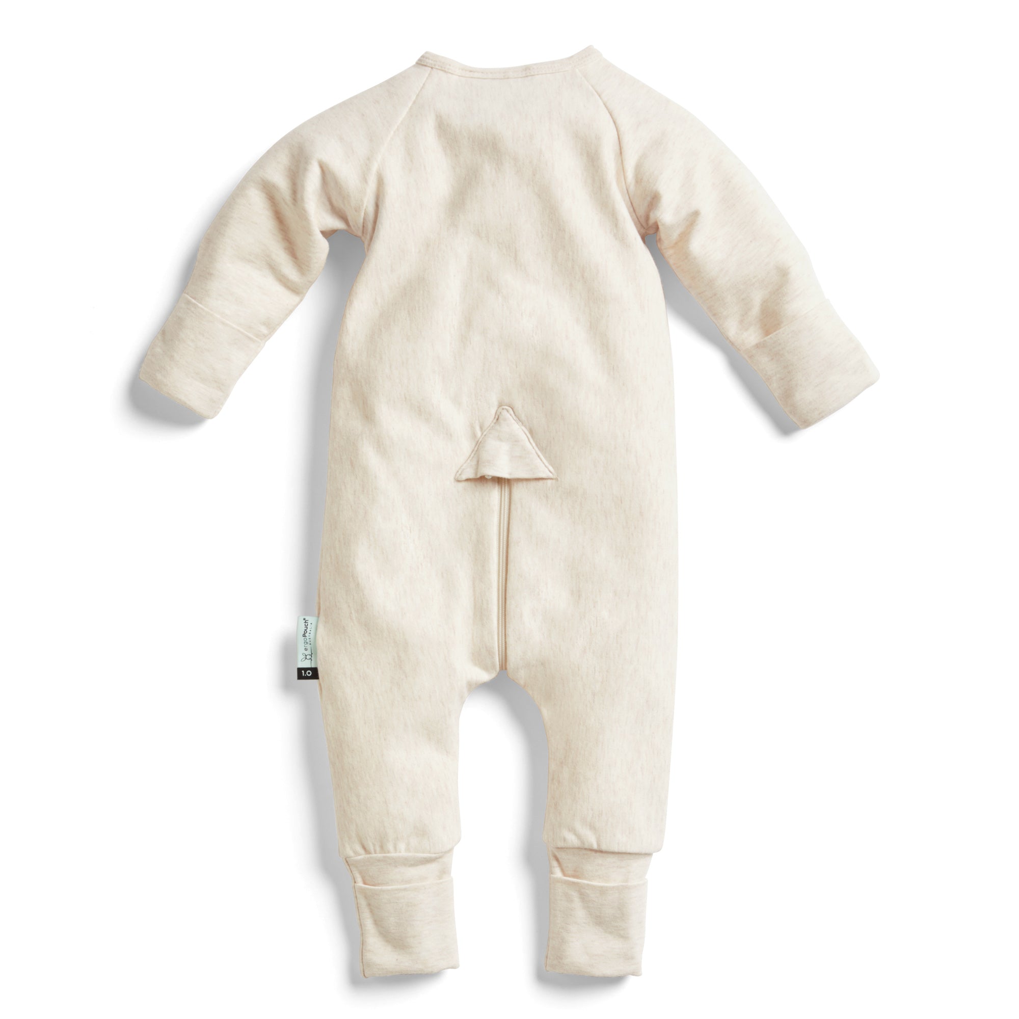 ergoPouch 1.0 TOG Long Sleeve Sleep Zip Bodysuit for Babies - Soft Oatmeal Marle Color - Perfect for Nursery, Nighttime & Winter Sleepwear
