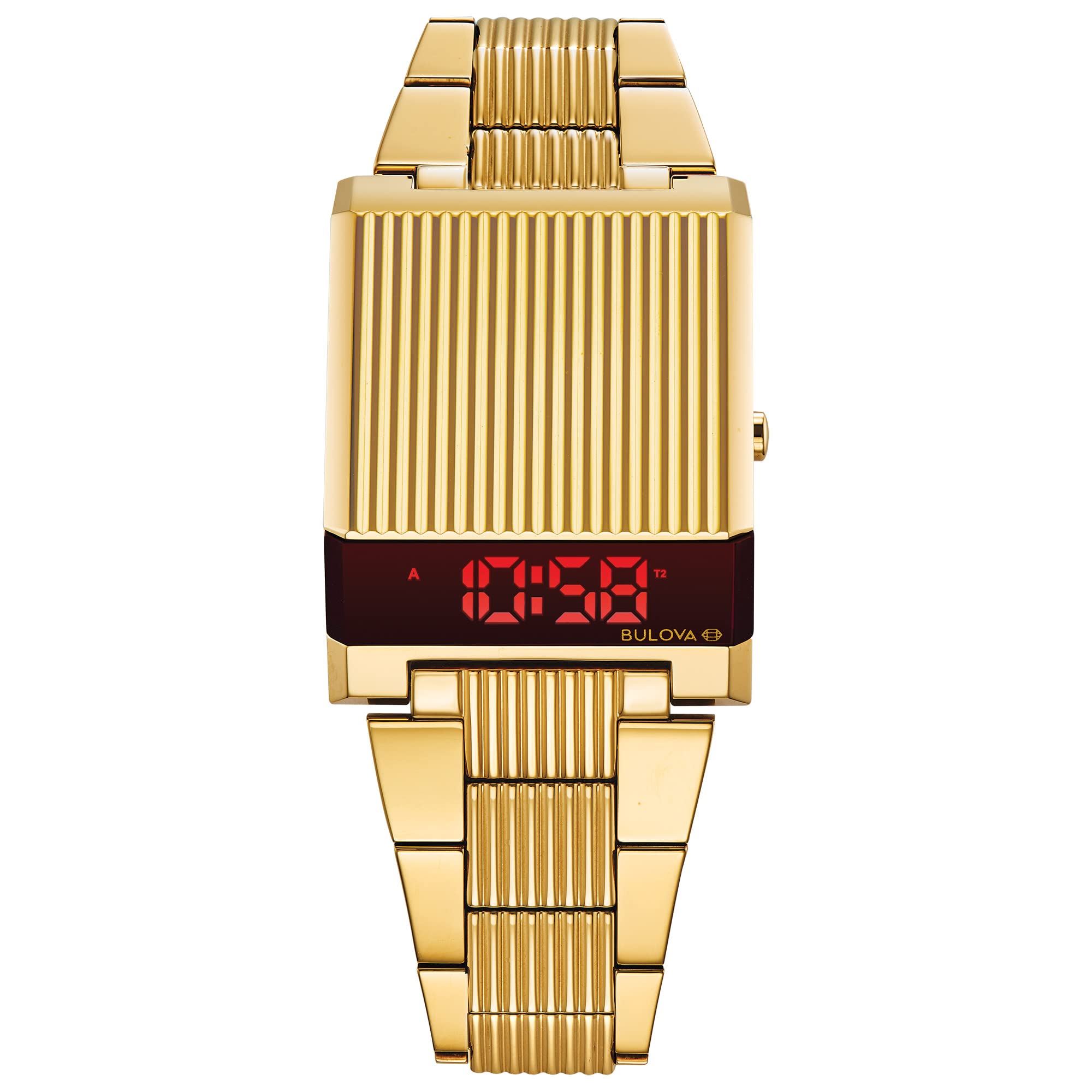 Bulova Mens Archive Series LED Computron Stainless Steel Digital Watch - Retro Futuristic Style for Business & Casual Wear