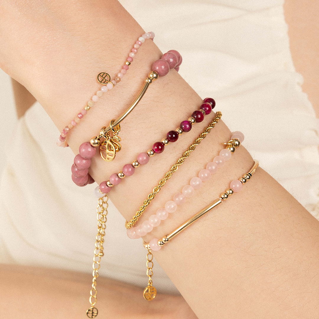 Rhodonite Ombre Healing Stone Bracelet for Women - Stress Relief & Emotional Balance - Perfect for Meditation, Yoga & Daily Wear
