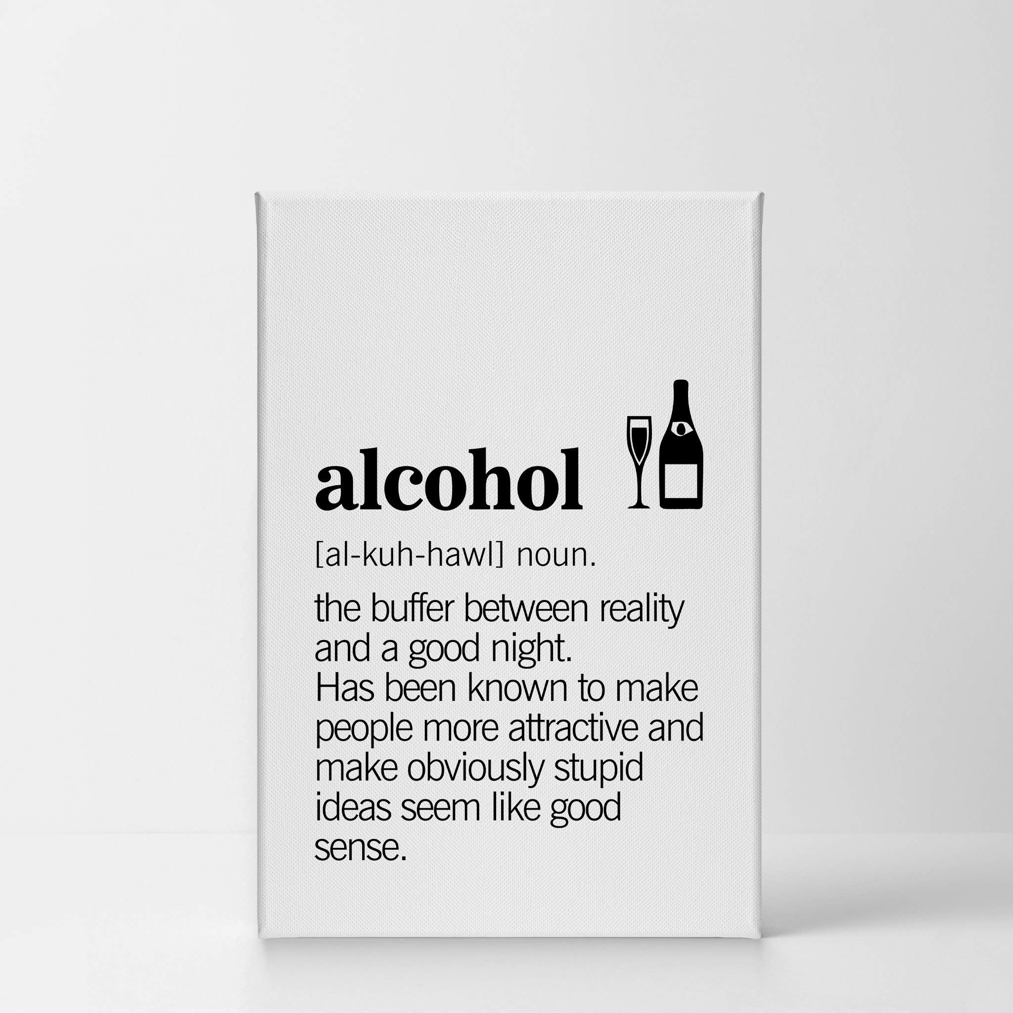 Funny Alcohol Definition Canvas Wall Art - 40x30 Inch Kitchen & Dining Room Decor, Modern Farmhouse Print for Restaurant, Cafe & Home - Perfect Housewarming Gift (Ready to Hang)