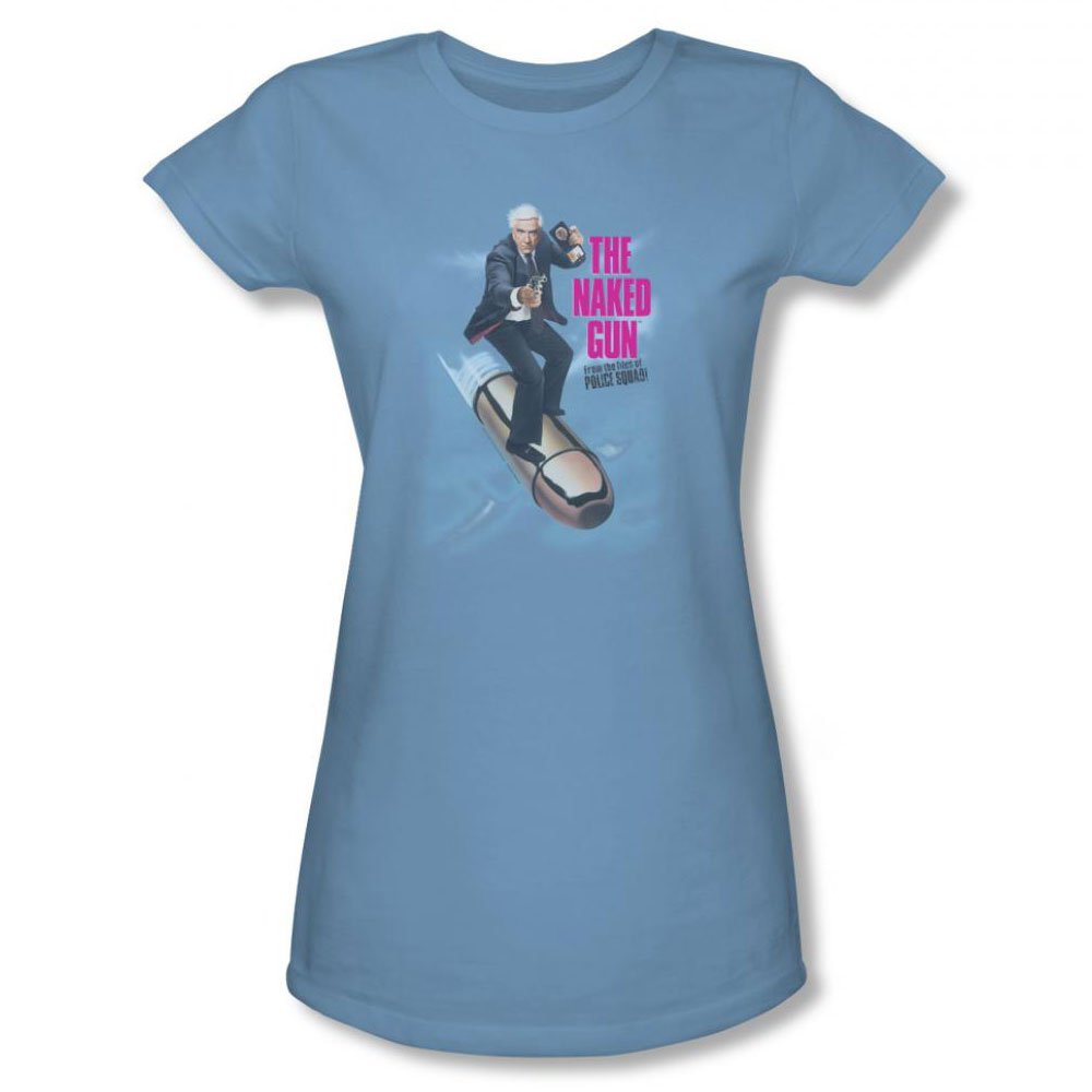 Women's Naked Gun Bullet Graphic T-Shirt - Carolina Blue Vintage Comedy Movie Tee for Casual Wear & Fan Gifts