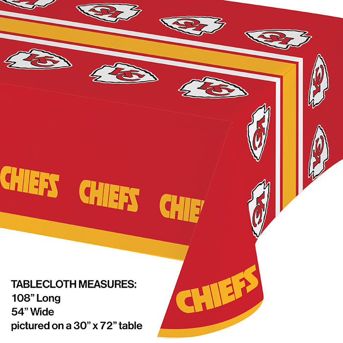 12-Piece Bulk Kansas City Chiefs Table Covers - Waterproof NFL Party Decorations for Game Day, Tailgating & Super Bowl Celebrations