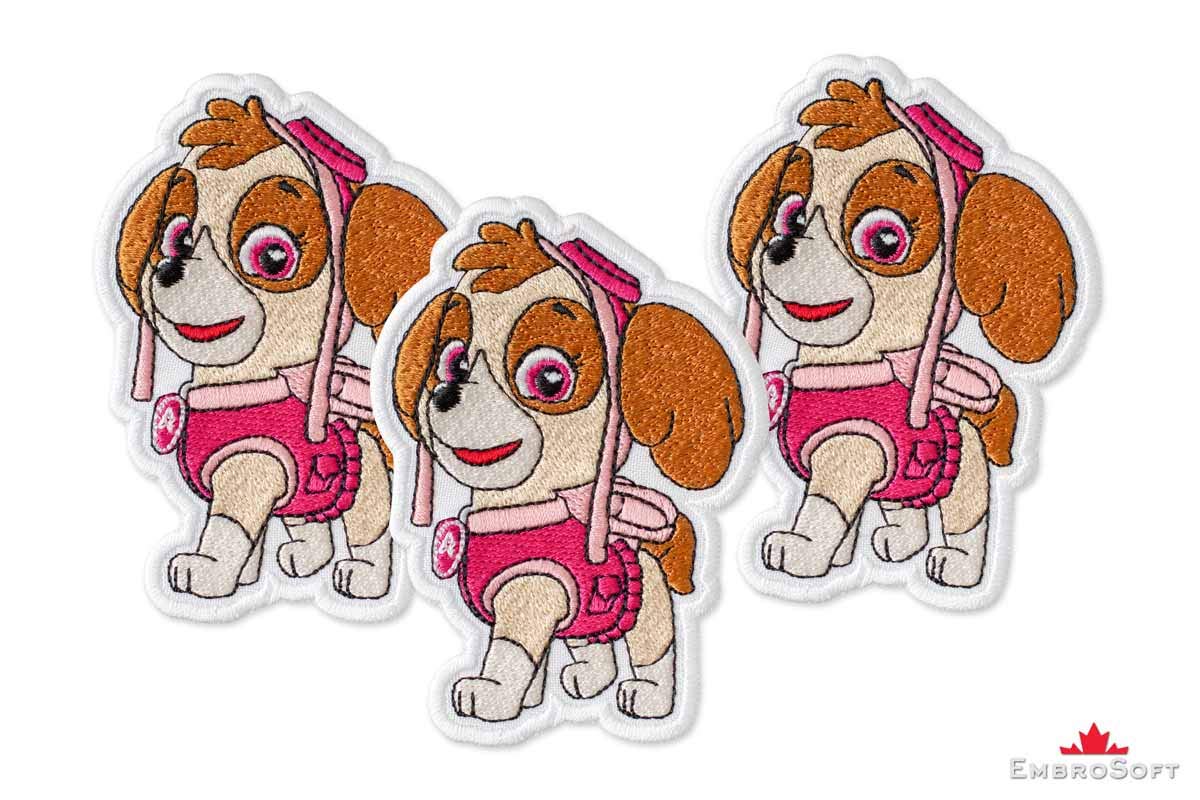 Funny Puppy Skye Embroidered Iron-On Patch - 2.9 x 3.9 Inches for Jackets, Backpacks & DIY Crafts | Cute Dog Applique for Clothing & Accessories