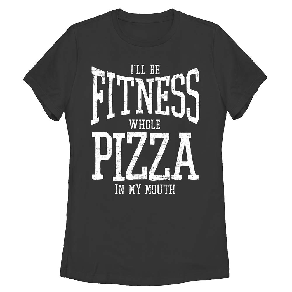 Women's Chin UP Fitness Whole Pizza Graphic T-Shirt - Funny Workout & Gym Apparel for Pizza Lovers