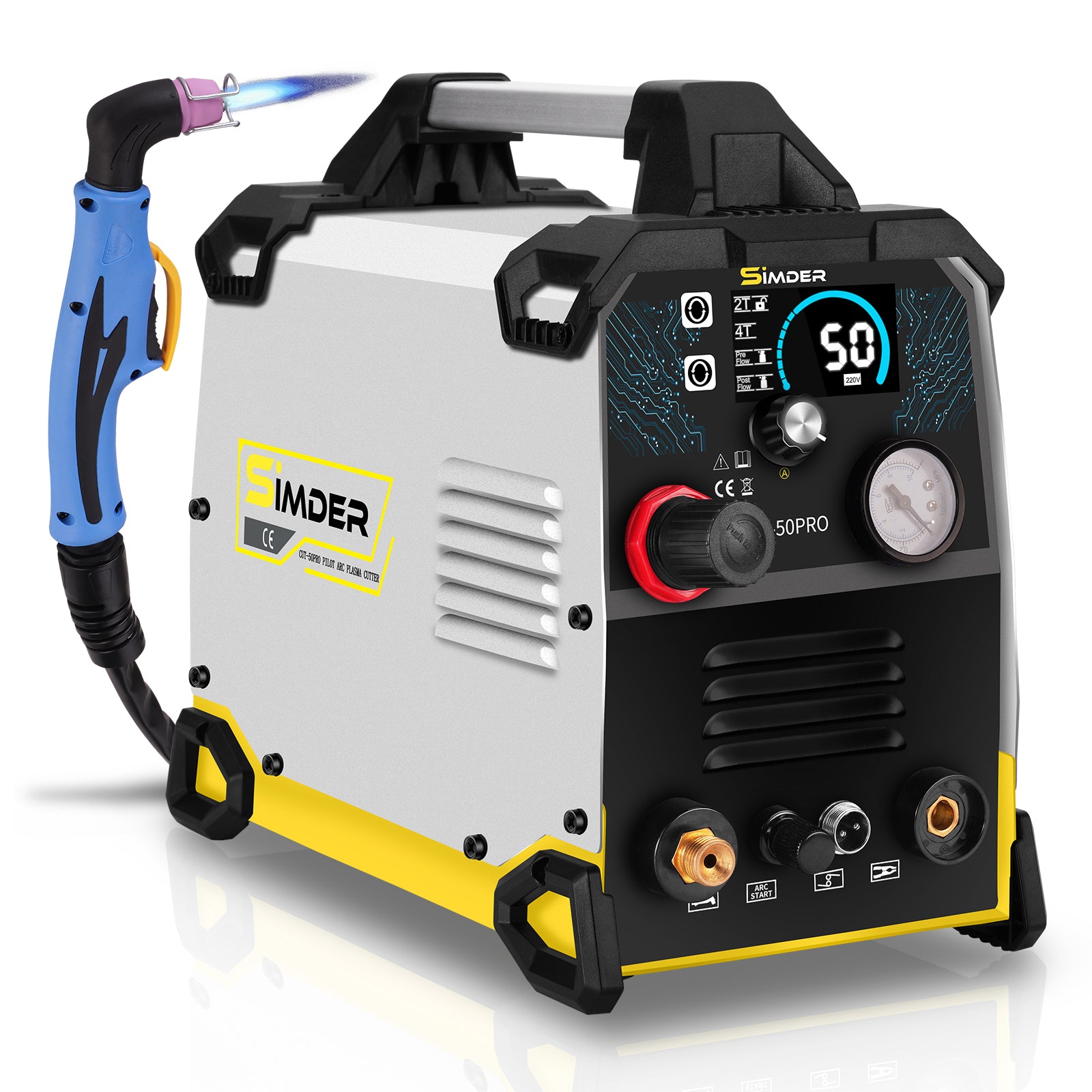 SSIMDER CUT 50 PRO Pilot Arc Plasma Cutter - 50Amp 110V/220V Dual Voltage Metal Cutting Machine for Steel, Iron, Stainless Steel | Perfect for DIY Projects, Auto Repair & Metal Fabrication