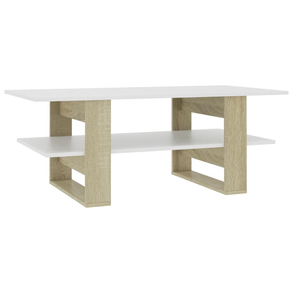 CHARMMA Modern Coffee Table - White & Sonoma Oak Finish, 43.3