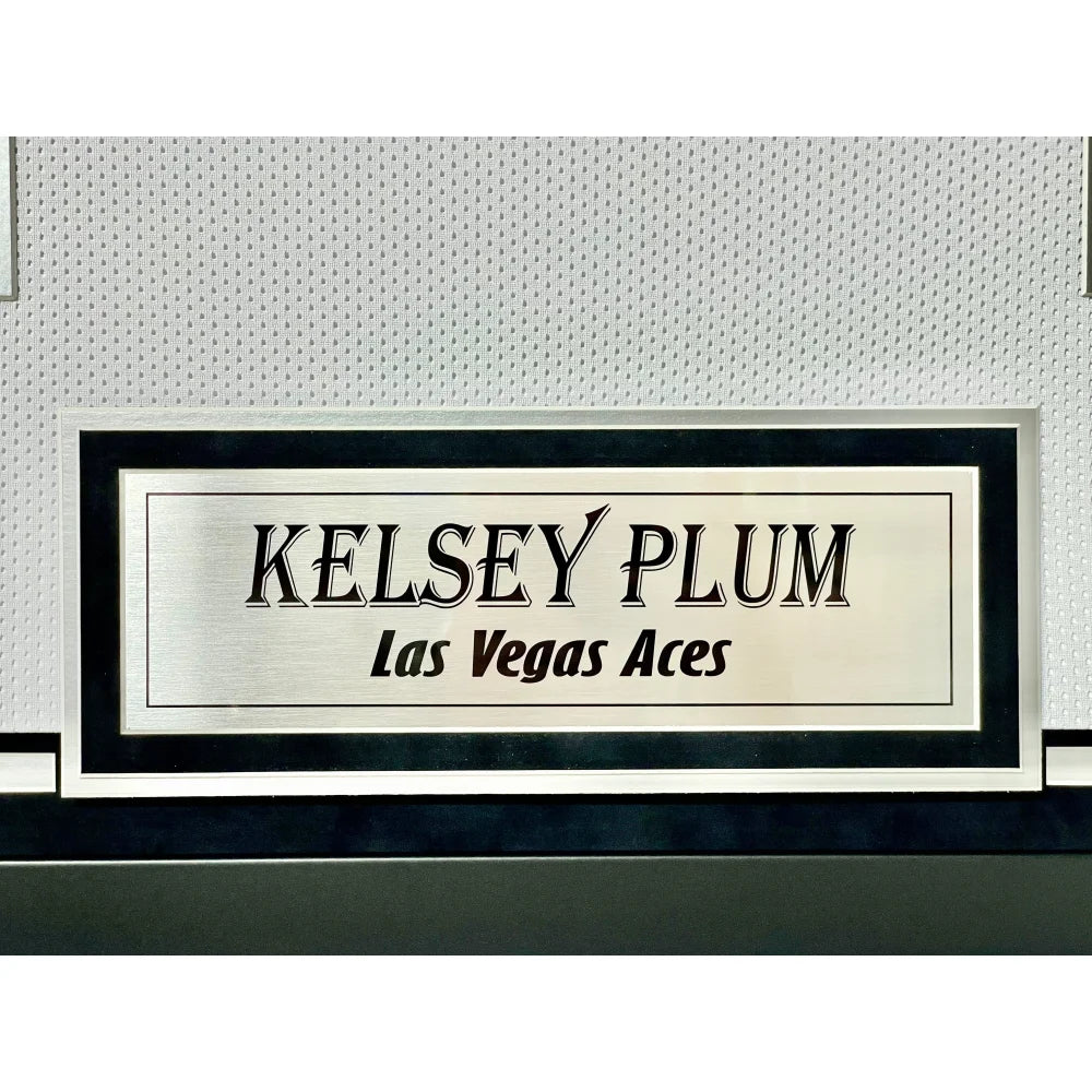 Kelsey Plum Autographed Las Vegas Aces Jersey - Framed with BAS COA - WNBA Champion Memorabilia - Perfect for Sports Fans, Collectors, and Home/Office Decor