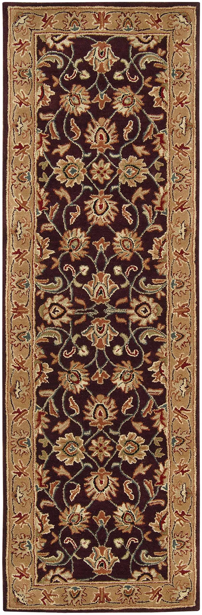 Hauteloom Cherryvale Wool Hallway & Kitchen Runner Rug - Traditional Design in Black, Beige, Red - 2'6