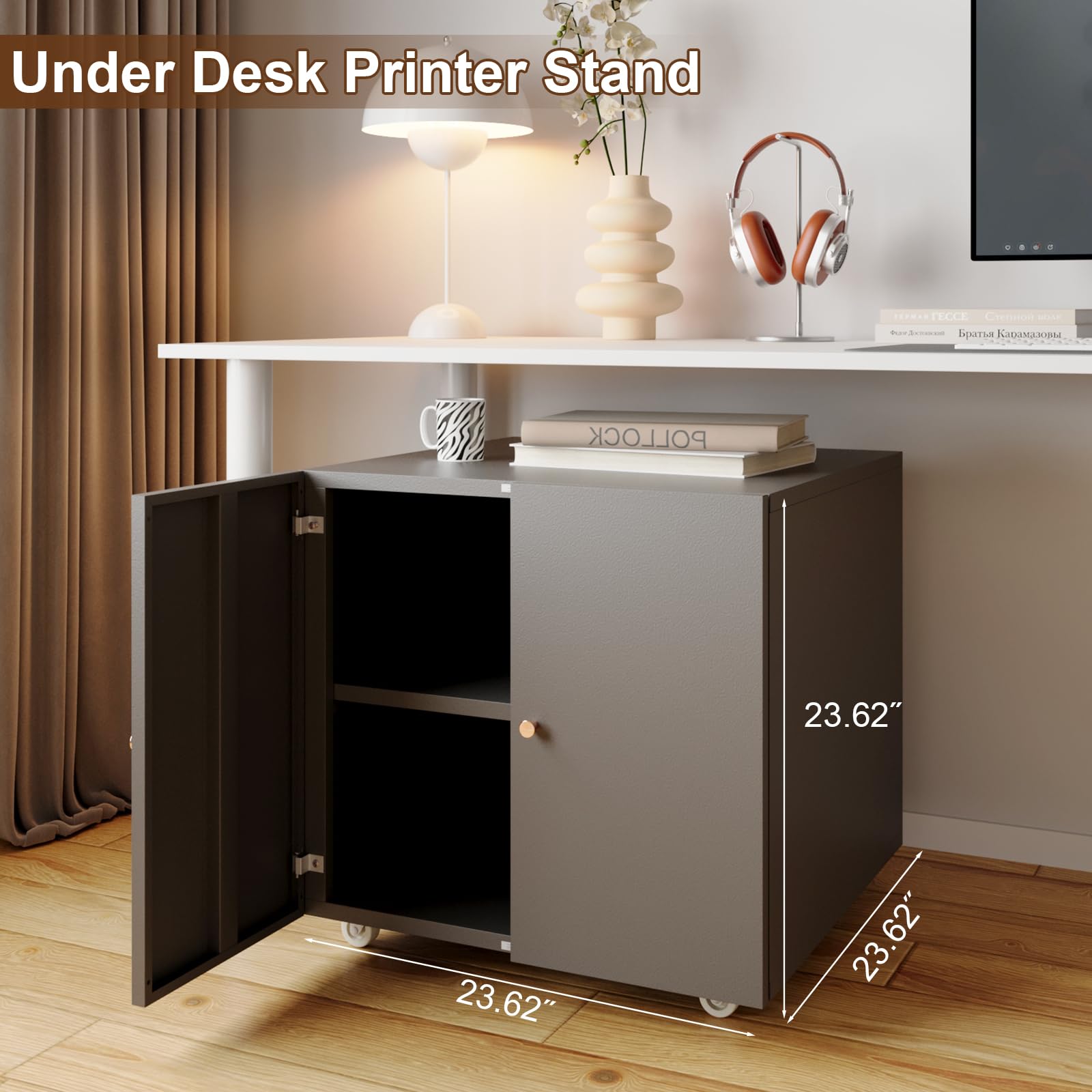 Heavy Duty 3D Printer Stand with Storage Shelves & Wheels - Large Metal Printer Table for Home Office & Workplace - Organize Fax Machine, Printer & Supplies - Perfect for Small Spaces & Workspaces