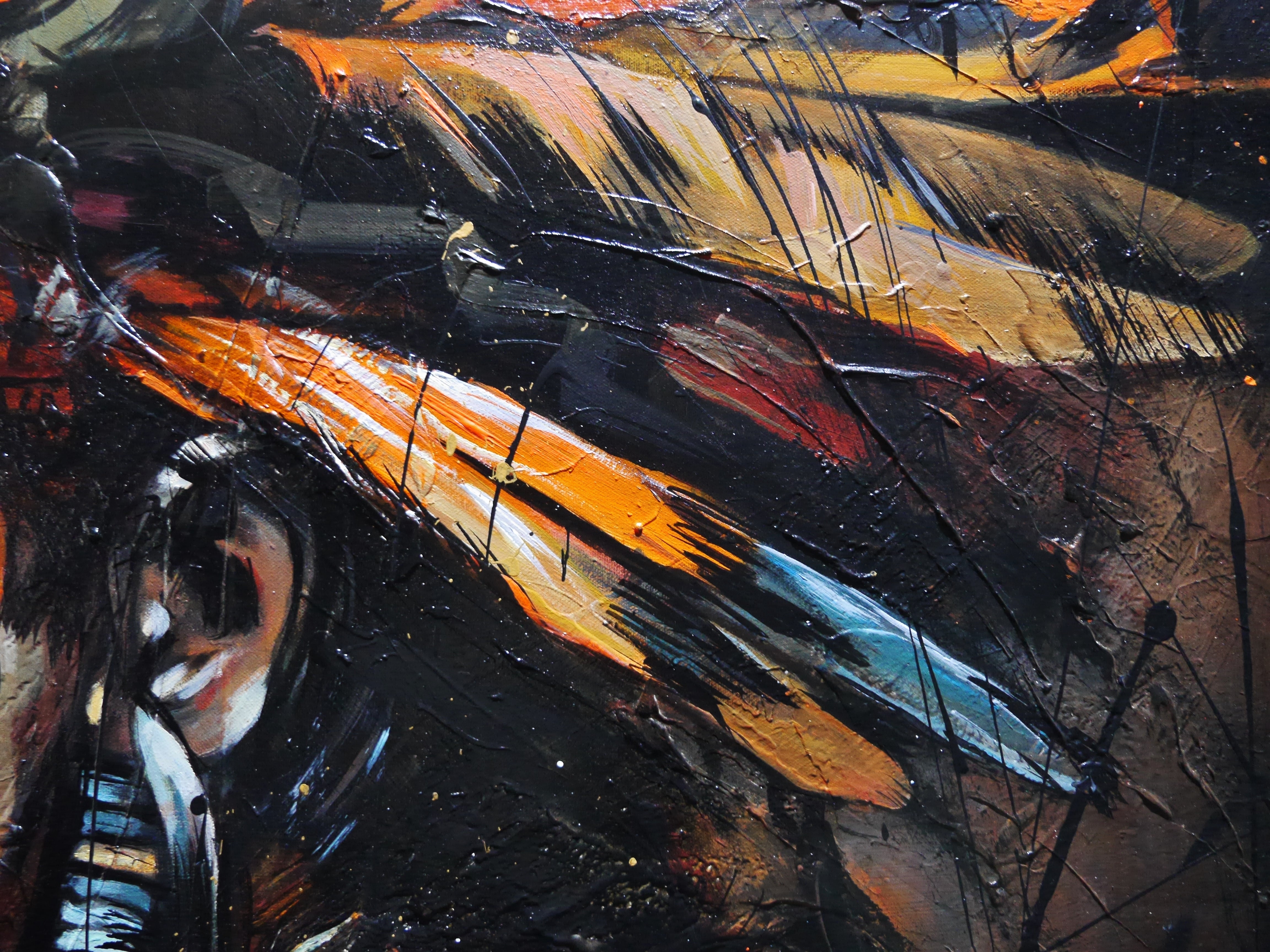 Ochre Warrior 160cm x 100cm Abstract Textured Framed Canvas Art - Bold Modern Wall Decor for Living Room, Bedroom & Office