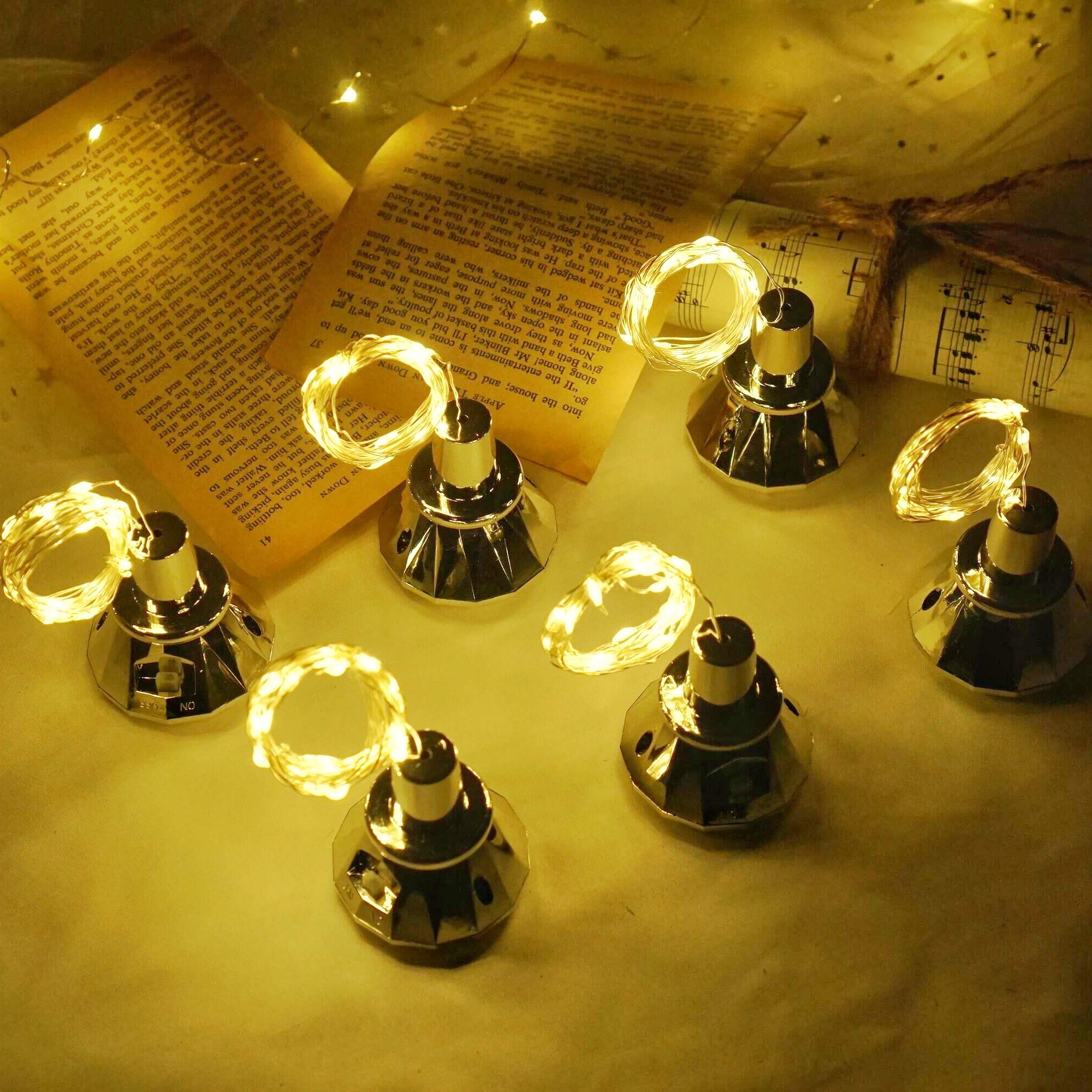10 Pack Solar Wine Bottle Lights - 20 LED Waterproof Diamond Cork Fairy String Lights for Outdoor Garden, Wedding, Patio Decor (Warm White) | Perfect for Backyard Parties, Romantic Dinners & Holiday Decorations