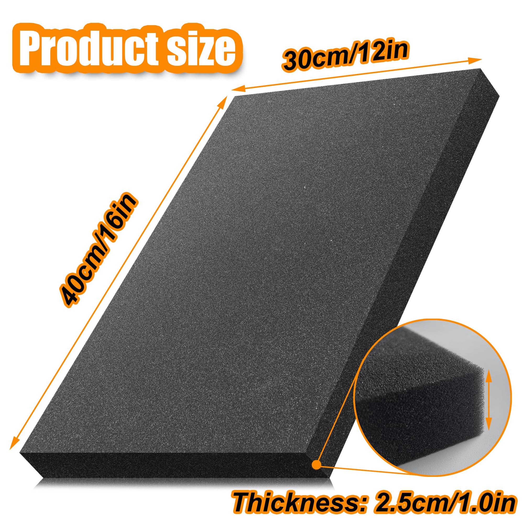 6 PCS Black Polyurethane Foam Sheets 16
